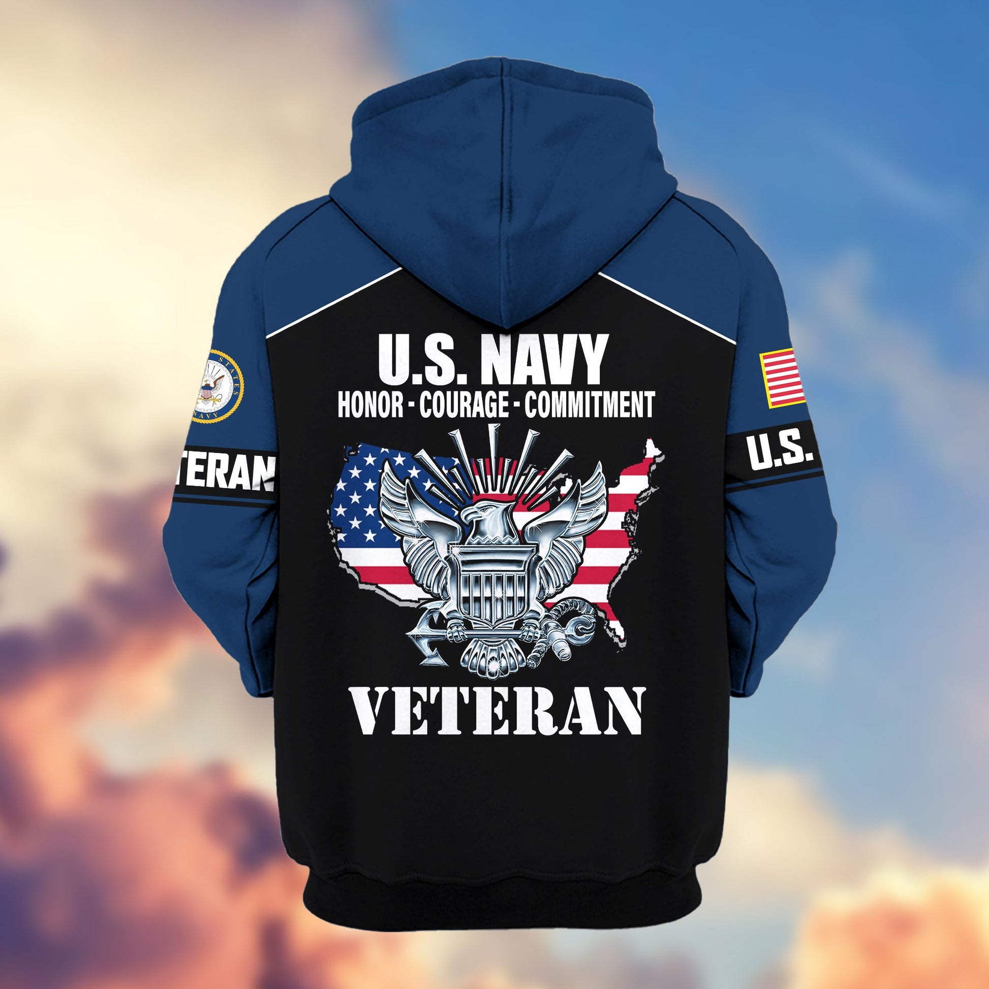 Premium US Veterans Zip Hoodie ATTN080921, Gifts For US Veterans, Gifts On Father's Day, Veterans Day.
