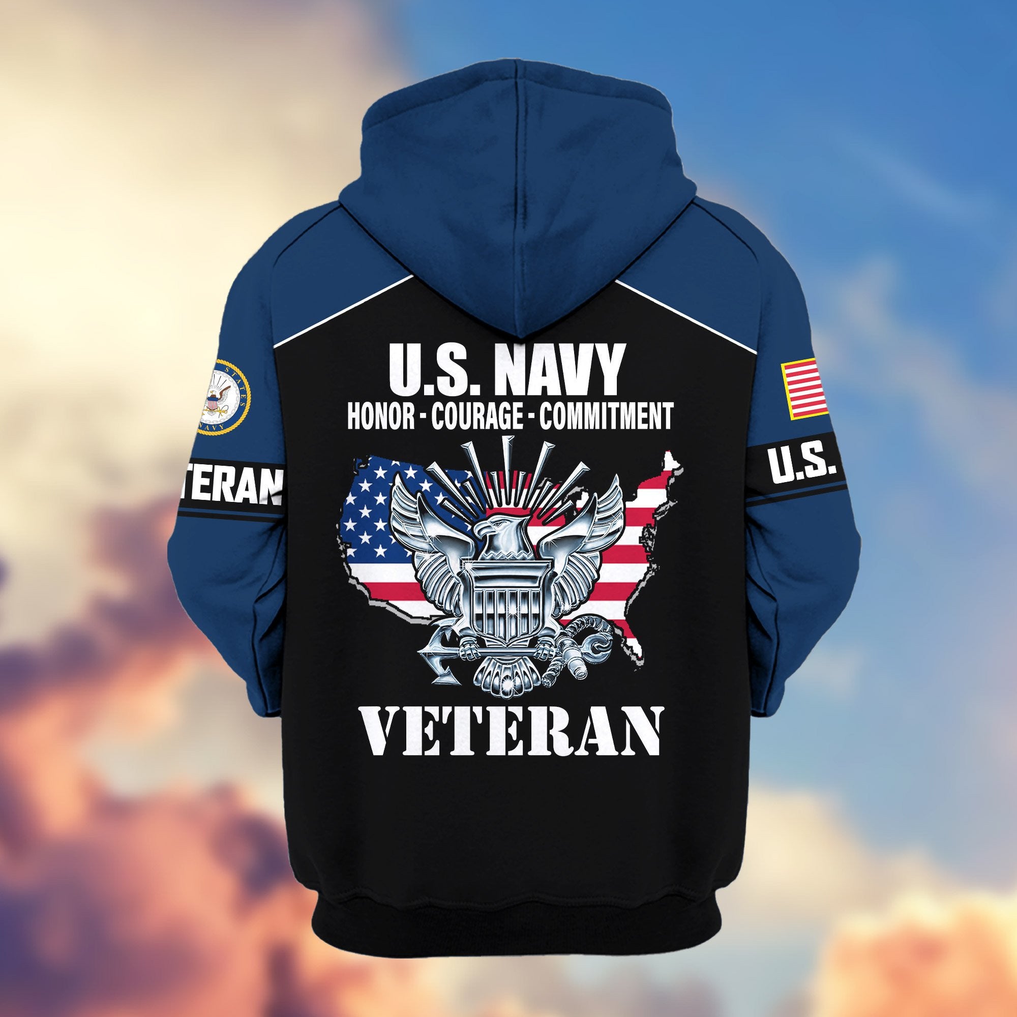 Premium US Veterans Zip Hoodie ATTN080921, Gifts For US Veterans, Gifts On Father's Day, Veterans Day.