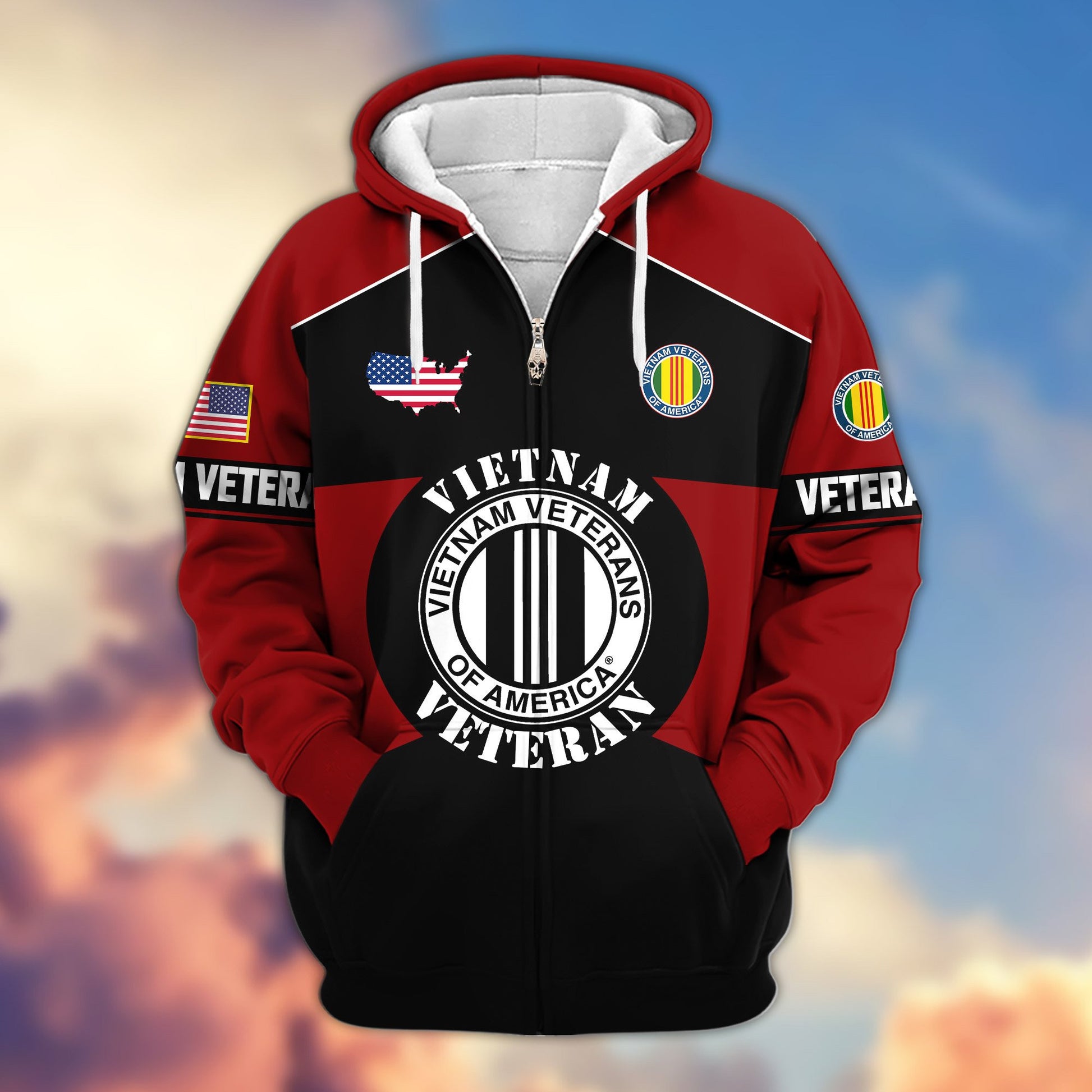 Premium US Veterans Zip Hoodie ATTN080921, Gifts For US Veterans, Gifts On Father's Day, Veterans Day.