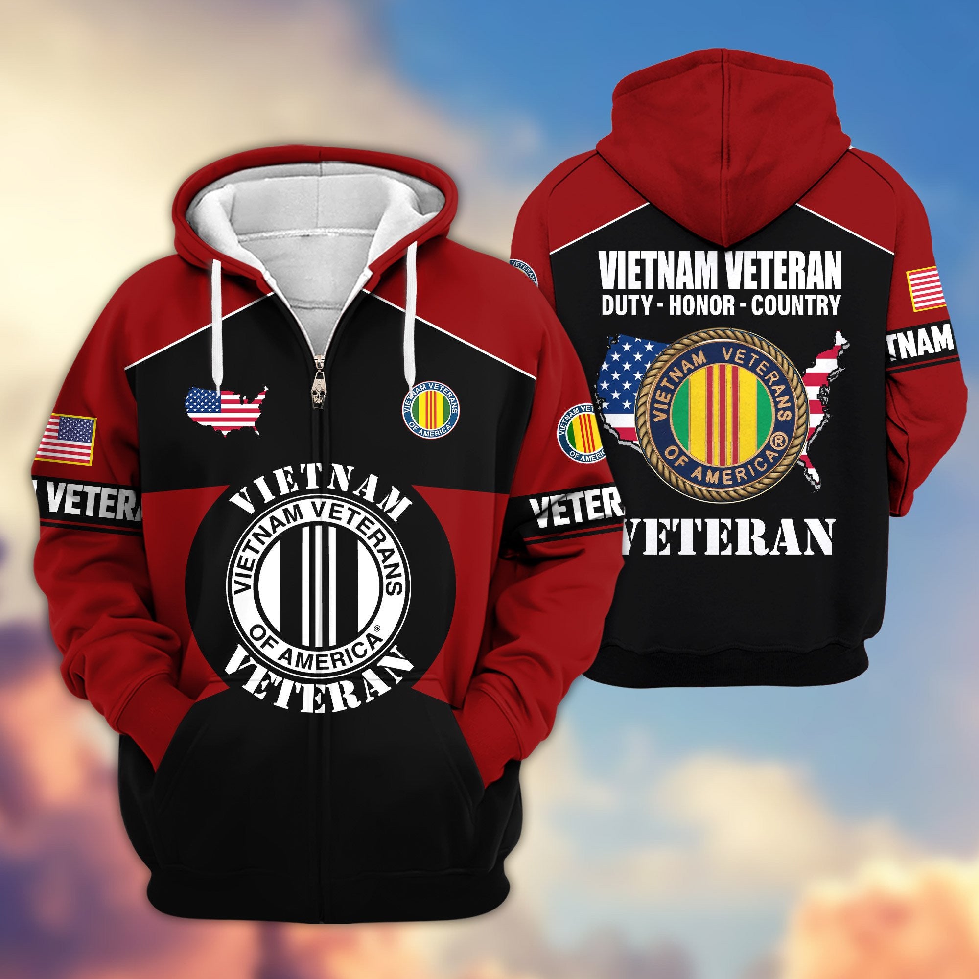 Premium US Veterans Zip Hoodie ATTN080921, Gifts For US Veterans, Gifts On Father's Day, Veterans Day.