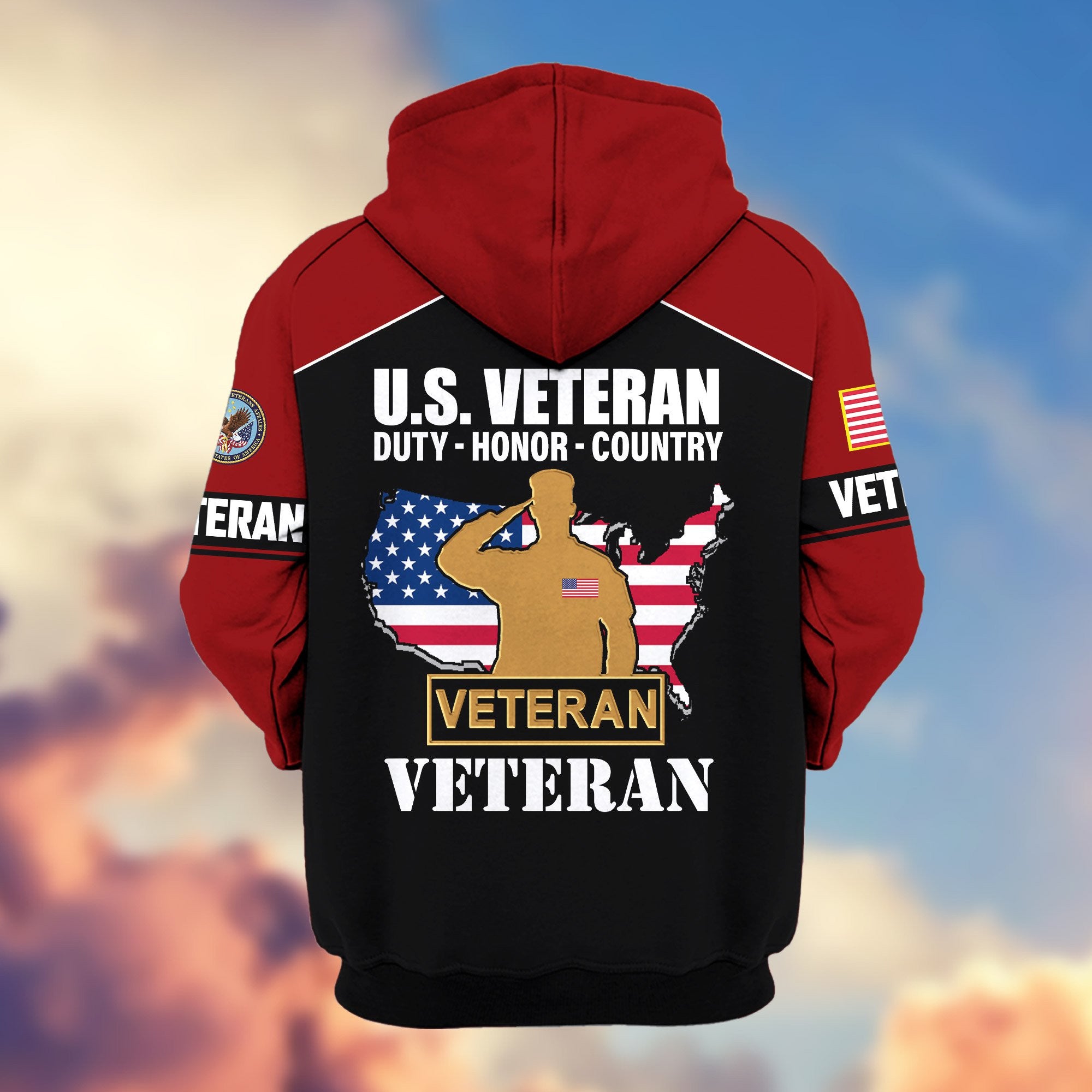 Premium US Veterans Zip Hoodie ATTN080921, Gifts For US Veterans, Gifts On Father's Day, Veterans Day.