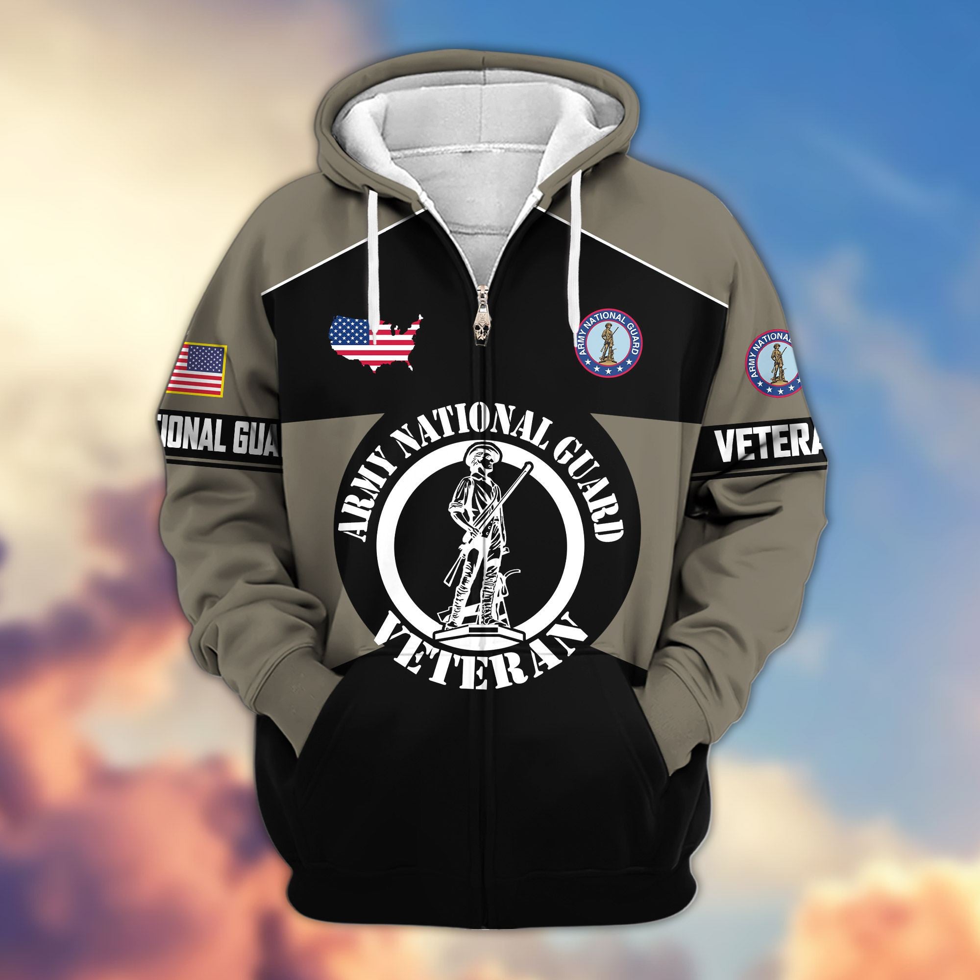 Premium US Veterans Zip Hoodie ATTN080921, Gifts For US Veterans, Gifts On Father's Day, Veterans Day.