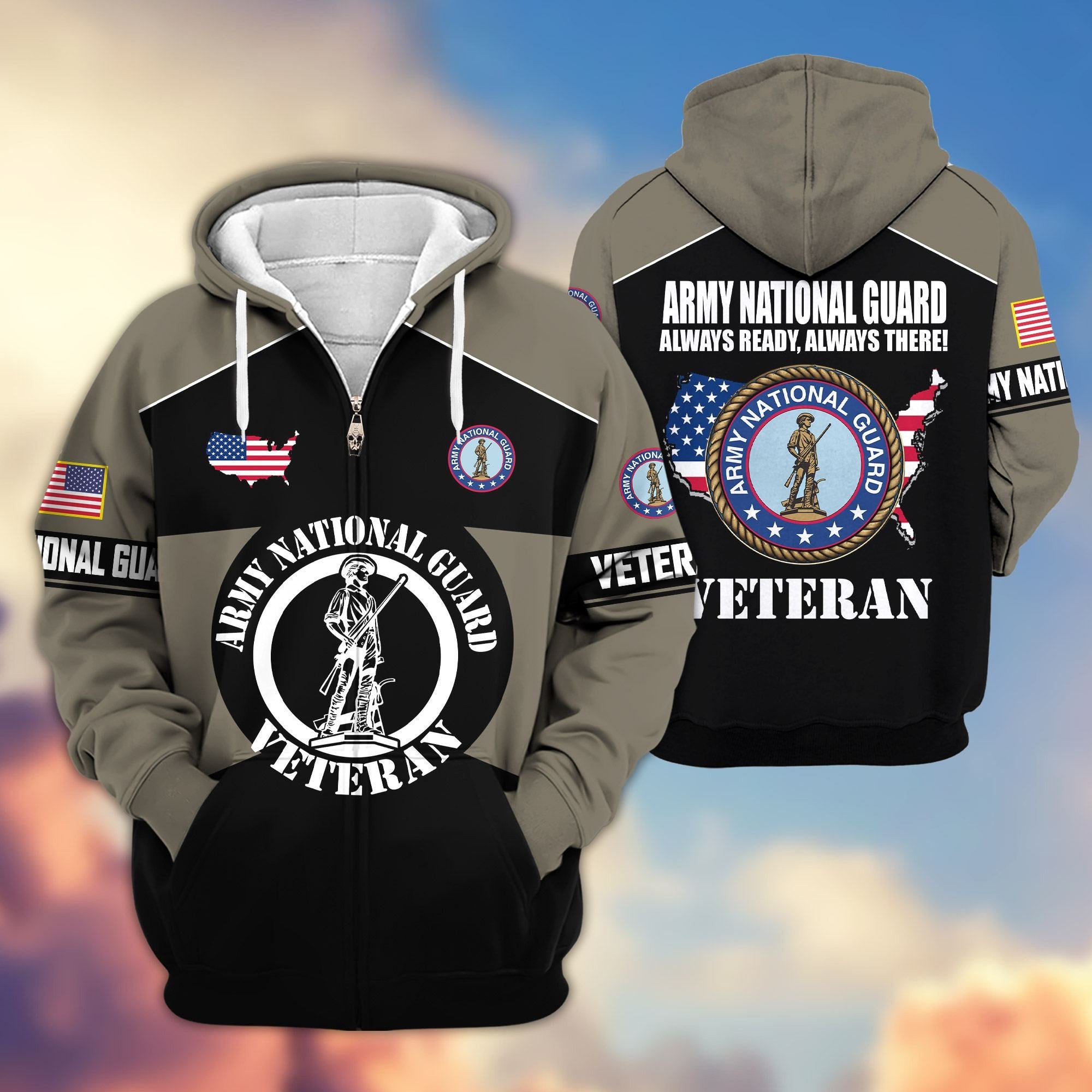 Premium US Veterans Zip Hoodie ATTN080921, Gifts For US Veterans, Gifts On Father's Day, Veterans Day.