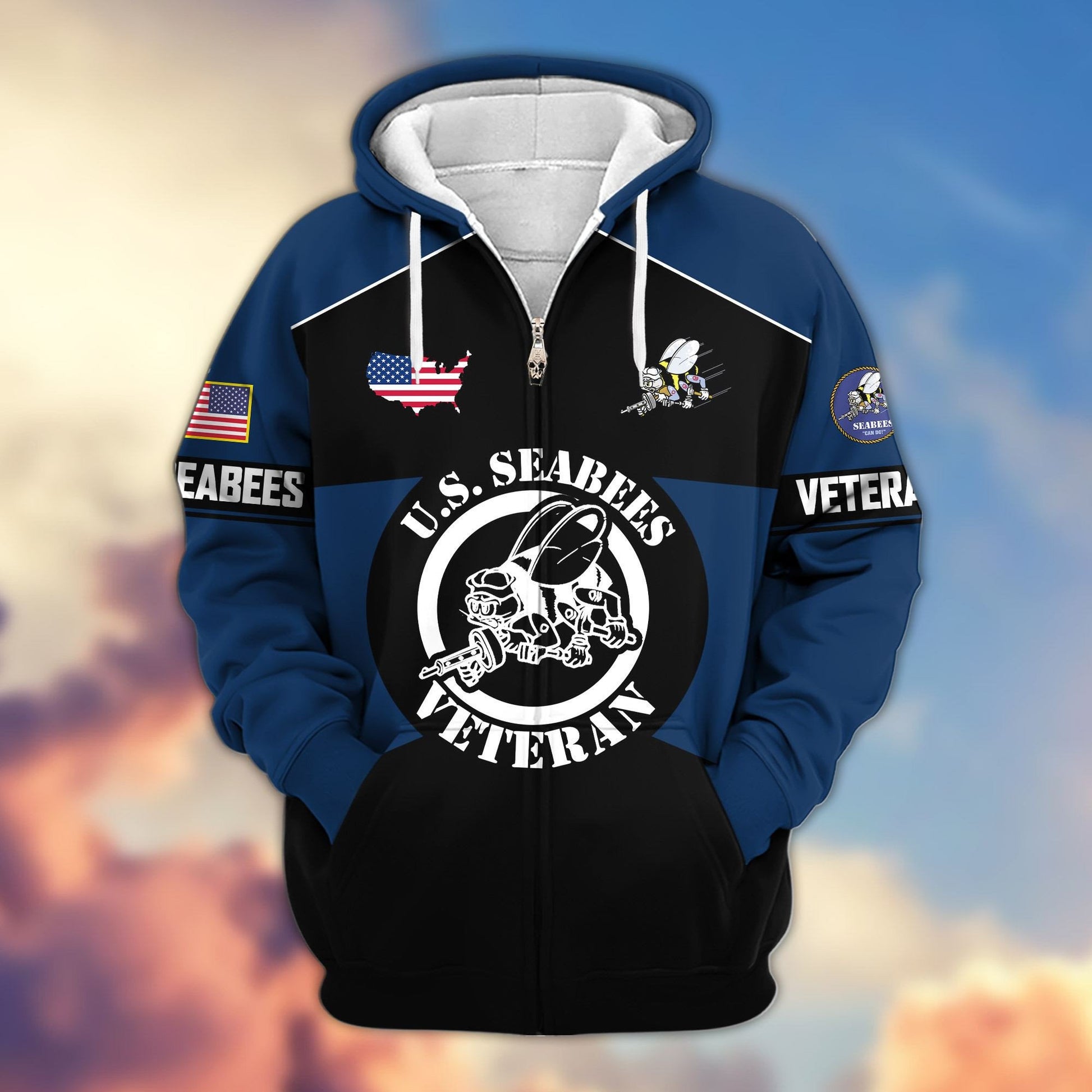 Premium US Veterans Zip Hoodie ATTN080921, Gifts For US Veterans, Gifts On Father's Day, Veterans Day.