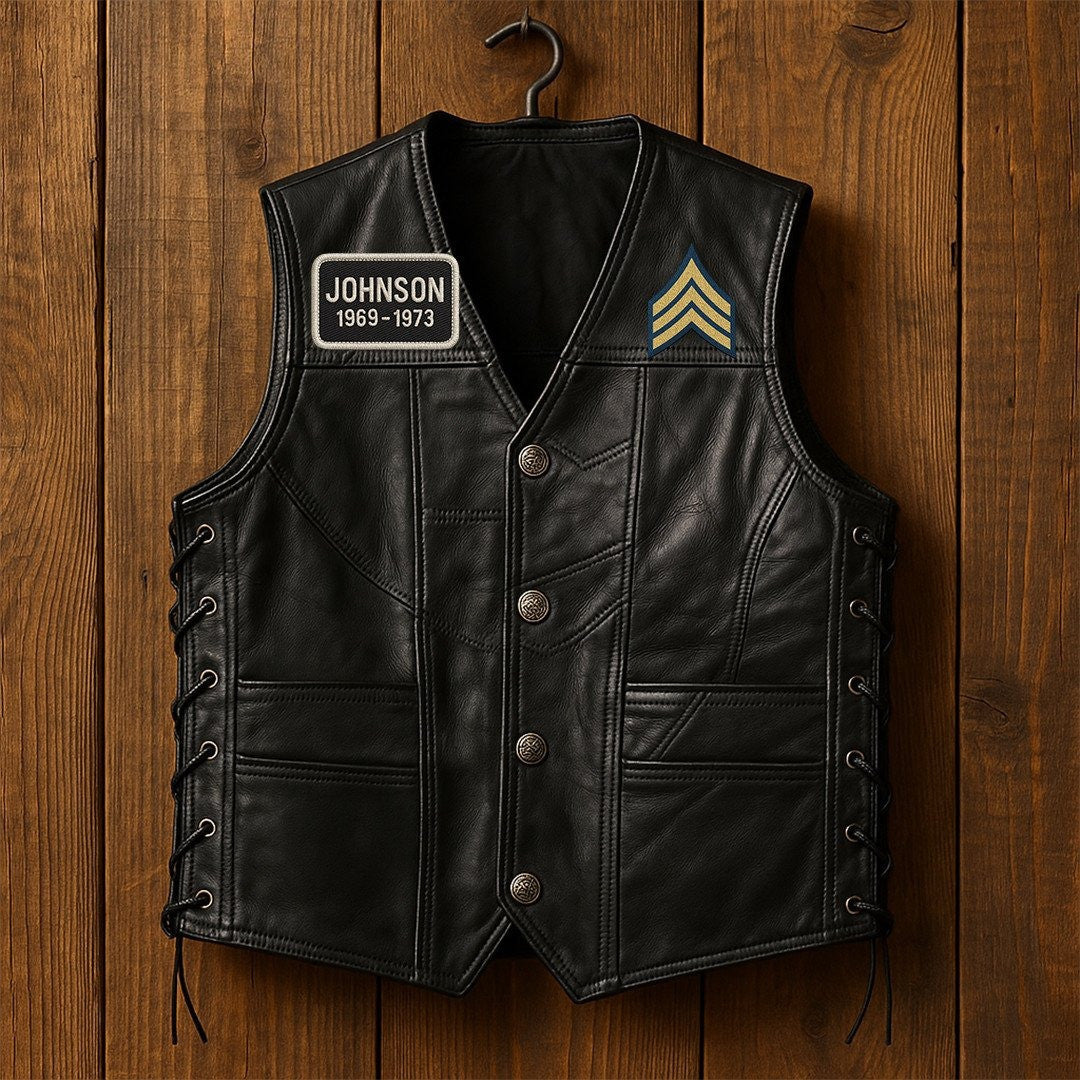Premium Army Veterans Custom Leather Motor Vest VPVC702101, Gifts For Army Veteran, Gifts On Father's Day, Veterans Day.