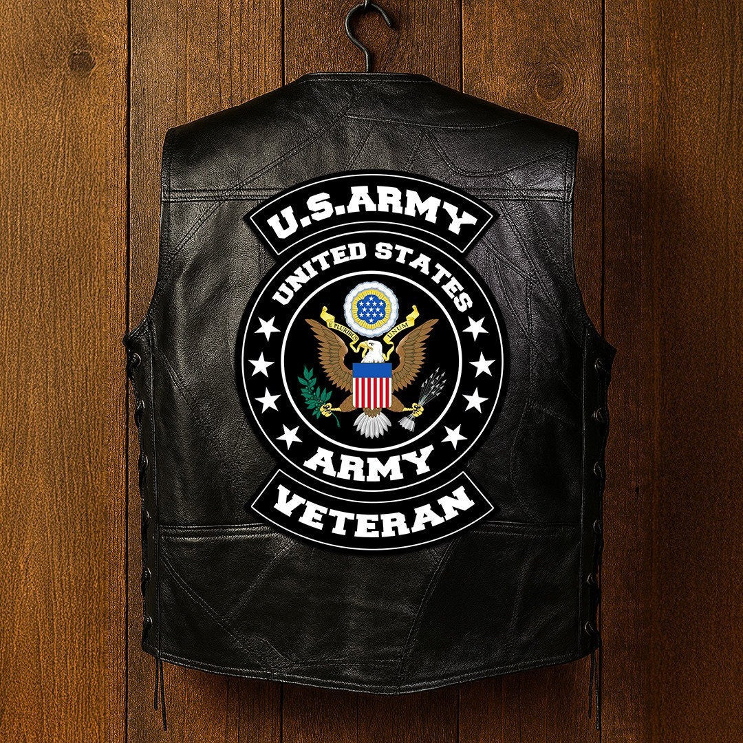 Premium Army Veterans Custom Leather Motor Vest VPVC702101, Gifts For Army Veteran, Gifts On Father's Day, Veterans Day.