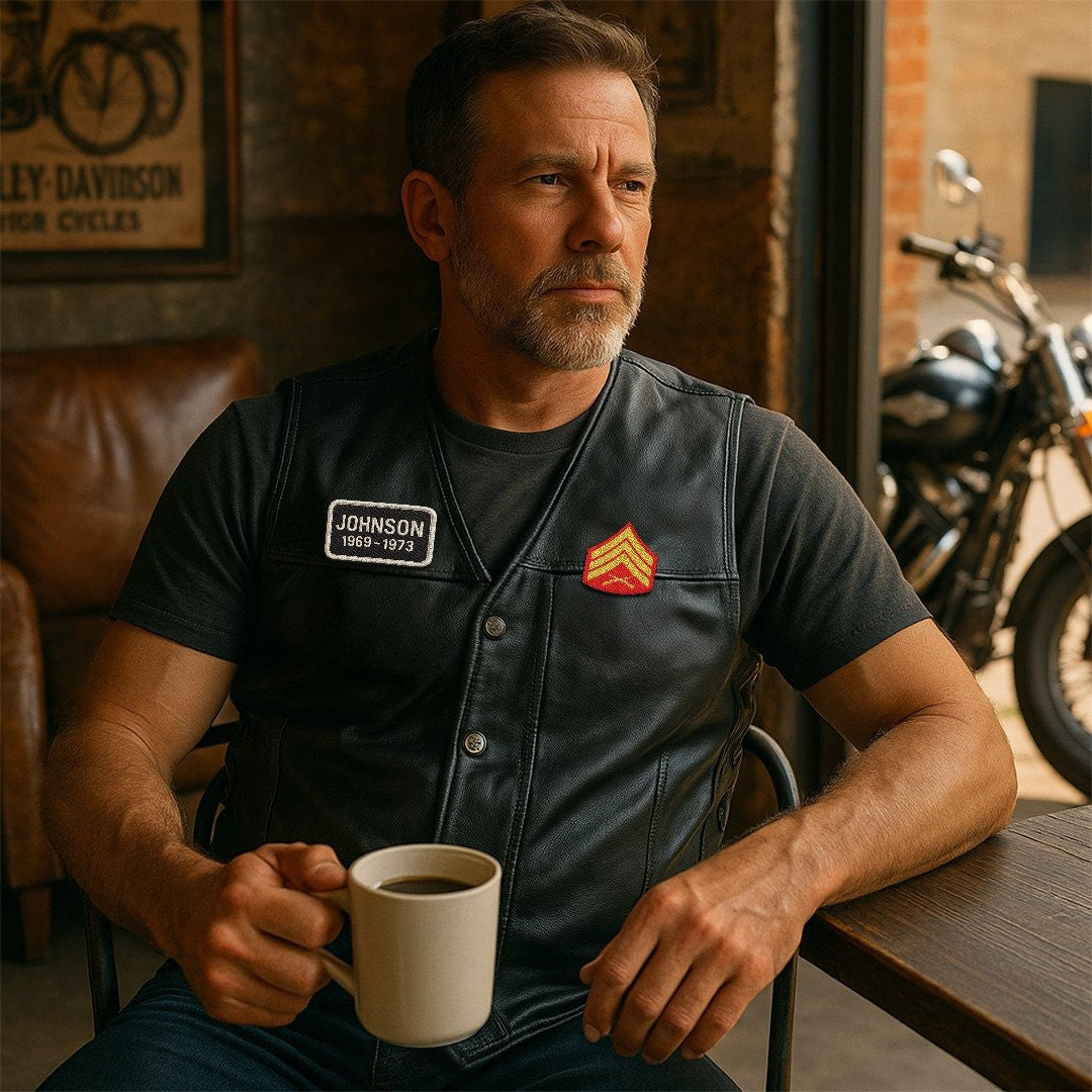 Premium USMC Veterans Custom Leather Motor Vest VPVC702103, Gifts For Marine Veteran, Gifts On Father's Day, Veterans Day.