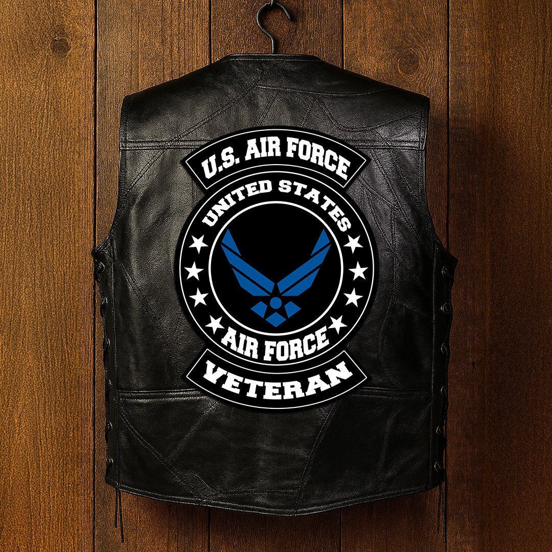 Premium USAF Veterans Custom Leather Motor Vest VPVC702104, Gifts For Air Force Veteran, Gifts On Father's Day, Veterans Day.