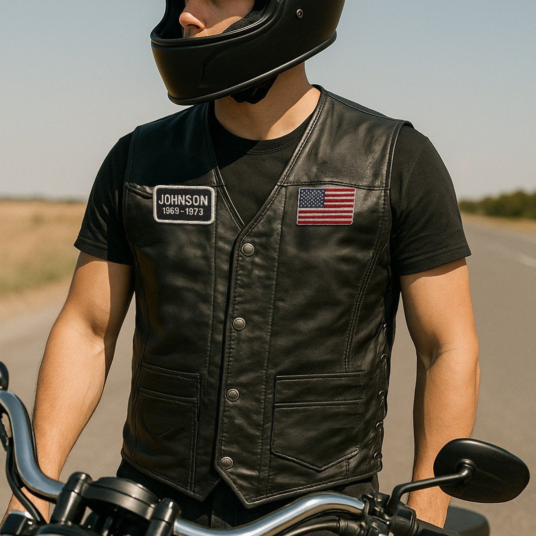 Premium US Veterans Custom Leather Motor Vest VPVC702111, Gifts For US Veteran, Gifts On Father's Day, Veterans Day.