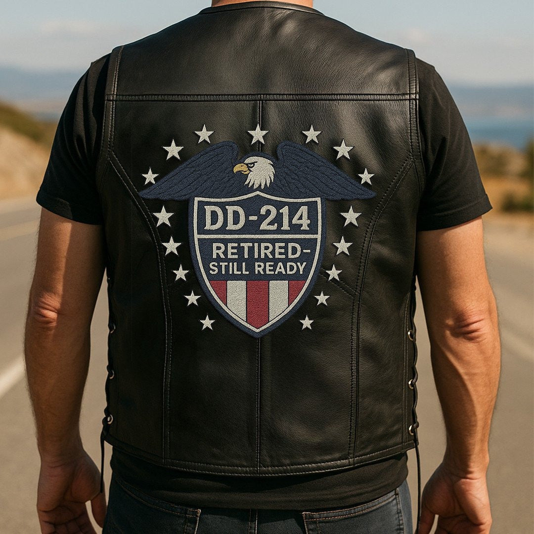 Premium US Veterans Custom Leather Motor Vest VPVC702111, Gifts For US Veteran, Gifts On Father's Day, Veterans Day.