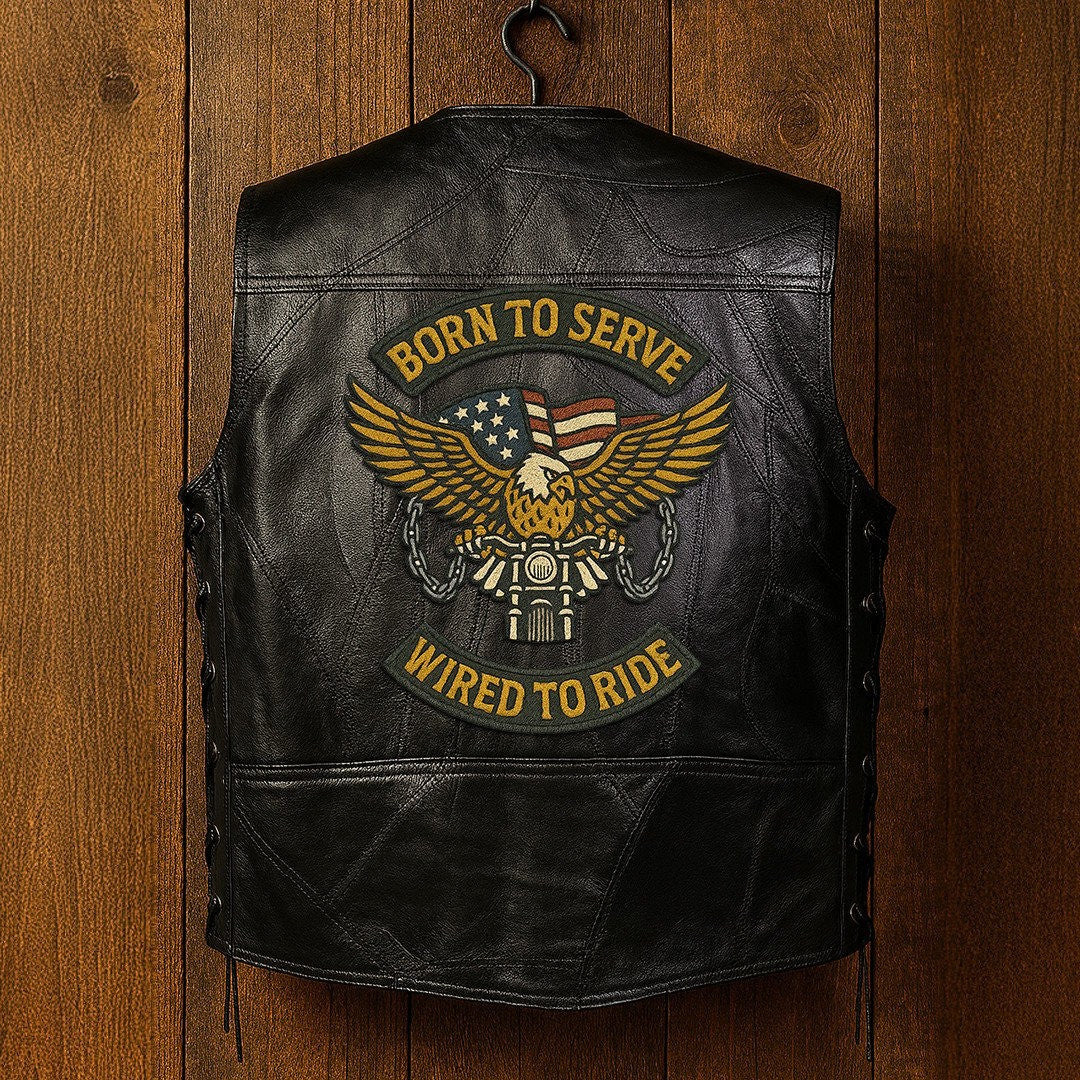 Premium US Veterans Custom Leather Motor Vest VPVC702112, Gifts For US Veteran, Gifts On Father's Day, Veterans Day.