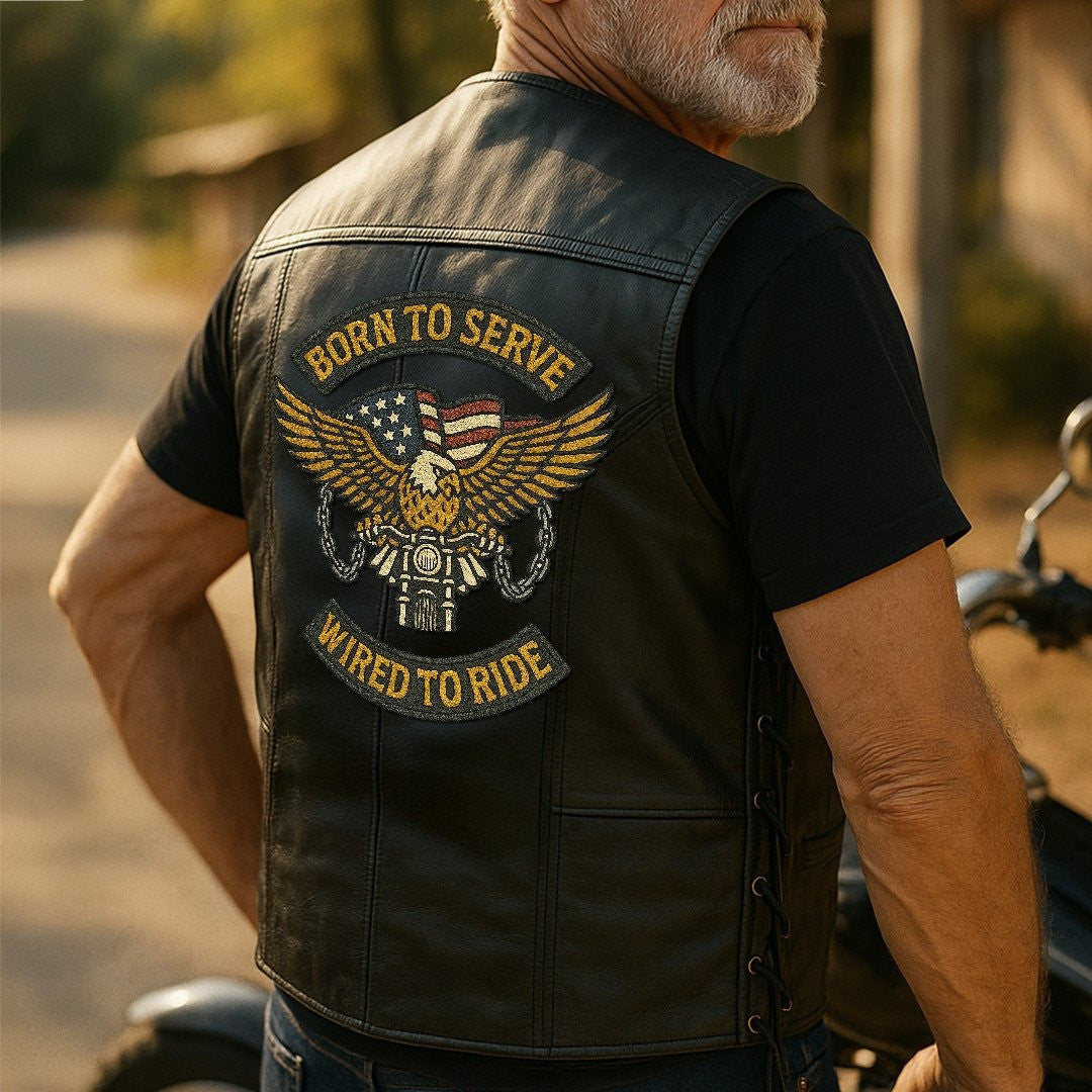 Premium US Veterans Custom Leather Motor Vest VPVC702112, Gifts For US Veteran, Gifts On Father's Day, Veterans Day.