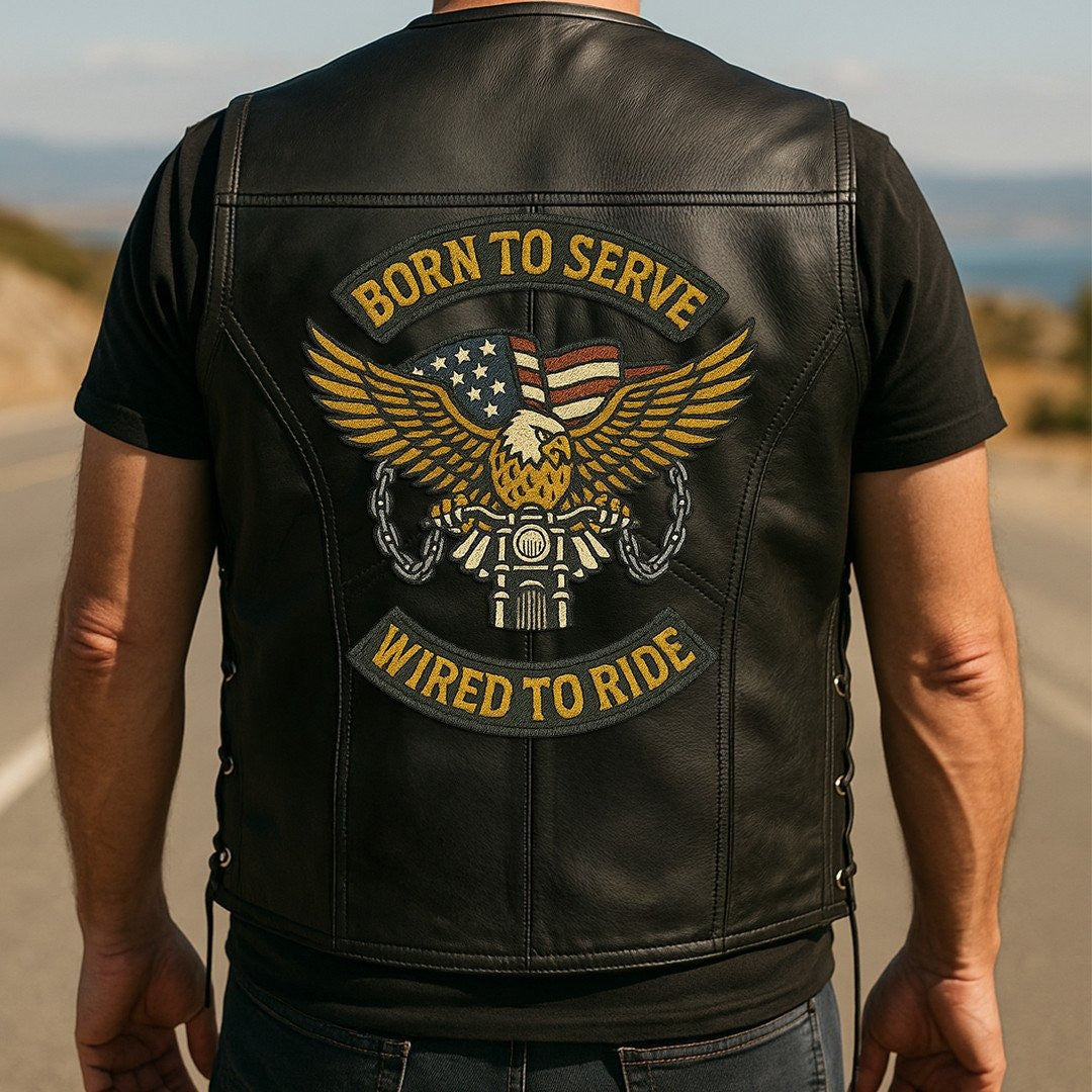 Premium US Veterans Custom Leather Motor Vest VPVC702112, Gifts For US Veteran, Gifts On Father's Day, Veterans Day.