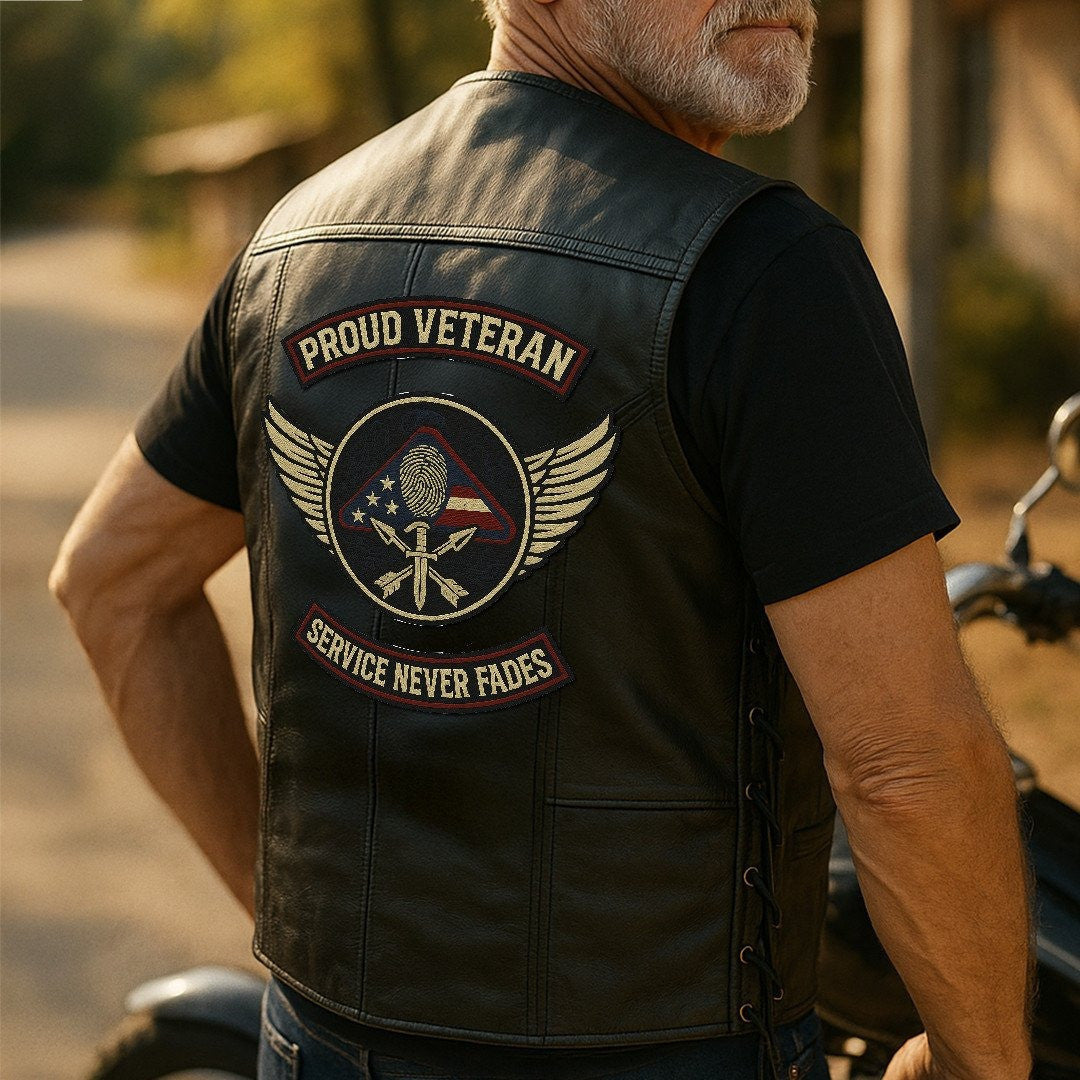 Premium US Veterans Custom Leather Motor Vest VPVC702119, Gifts For US Veteran, Gifts On Father's Day, Veterans Day.