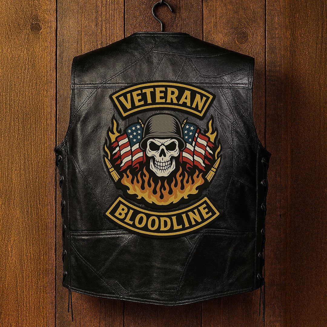 Premium US Veterans Custom Leather Motor Vest VPVC702120, Gifts For US Veteran, Gifts On Father's Day, Veterans Day.