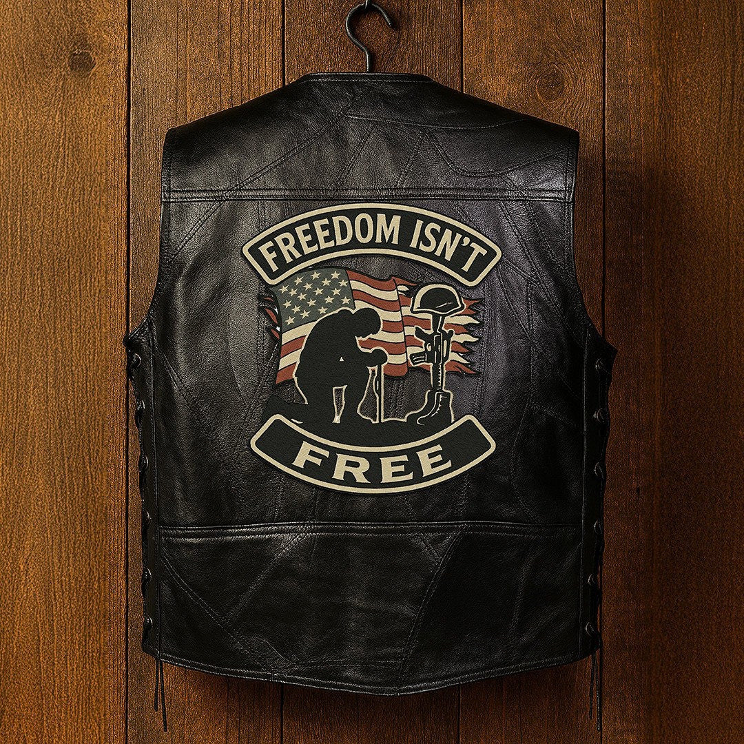Premium US Veterans Custom Leather Motor Vest VPVC702124, Gifts For US Veteran, Gifts On Father's Day, Veterans Day.