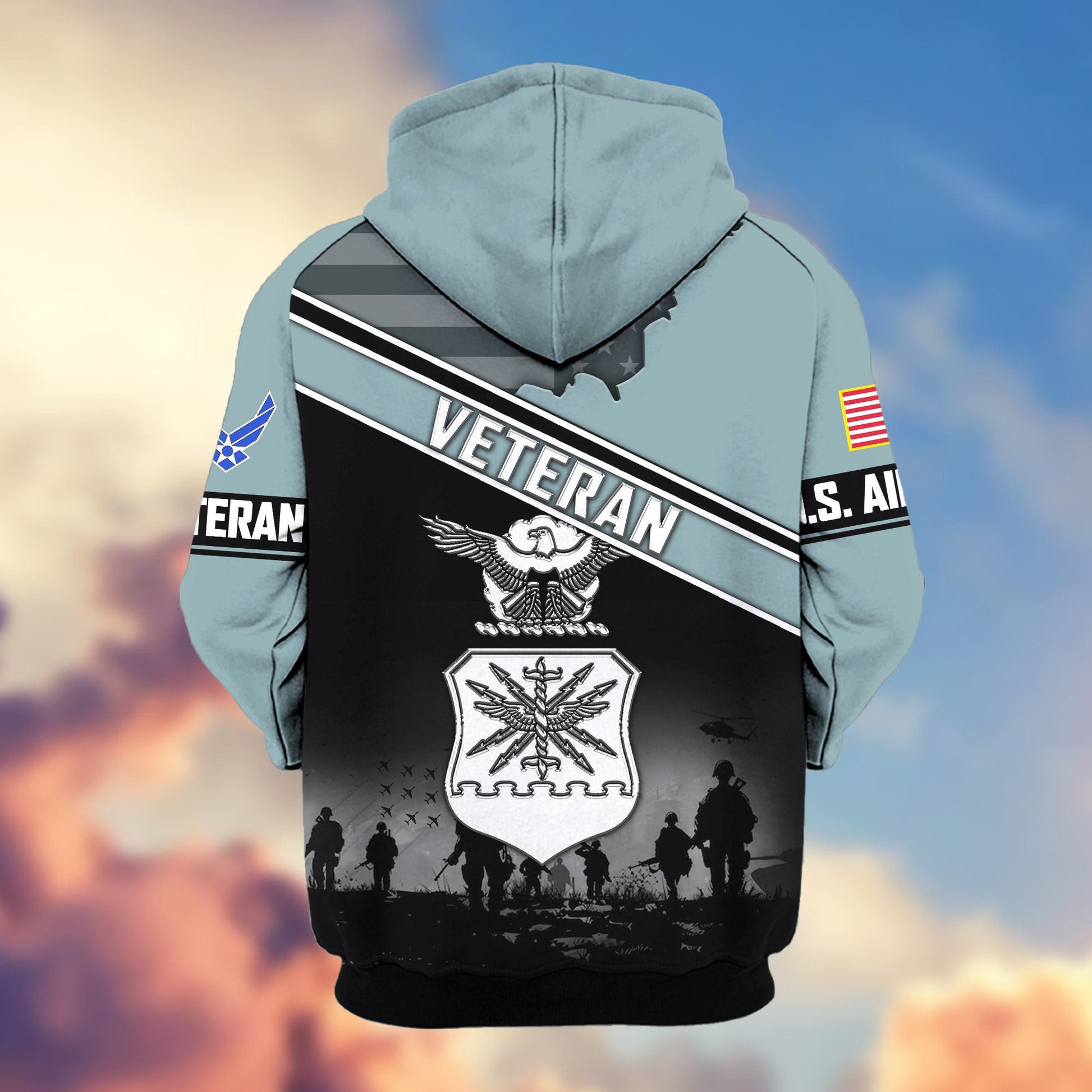 Premium US Veterans Zip Hoodie ATTN040921, Gifts For US Veterans, Gifts On Father's Day, Veterans Day.
