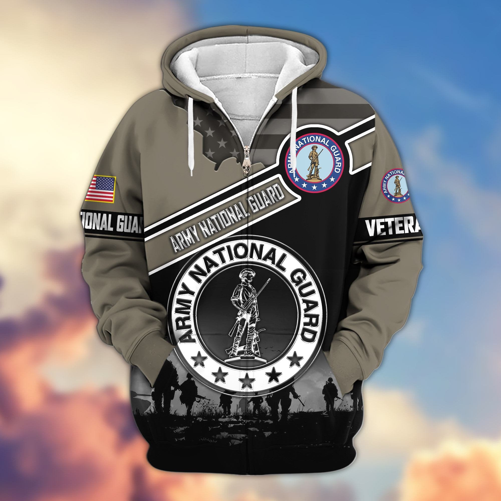 Premium US Veterans Zip Hoodie ATTN040921, Gifts For US Veterans, Gifts On Father's Day, Veterans Day.