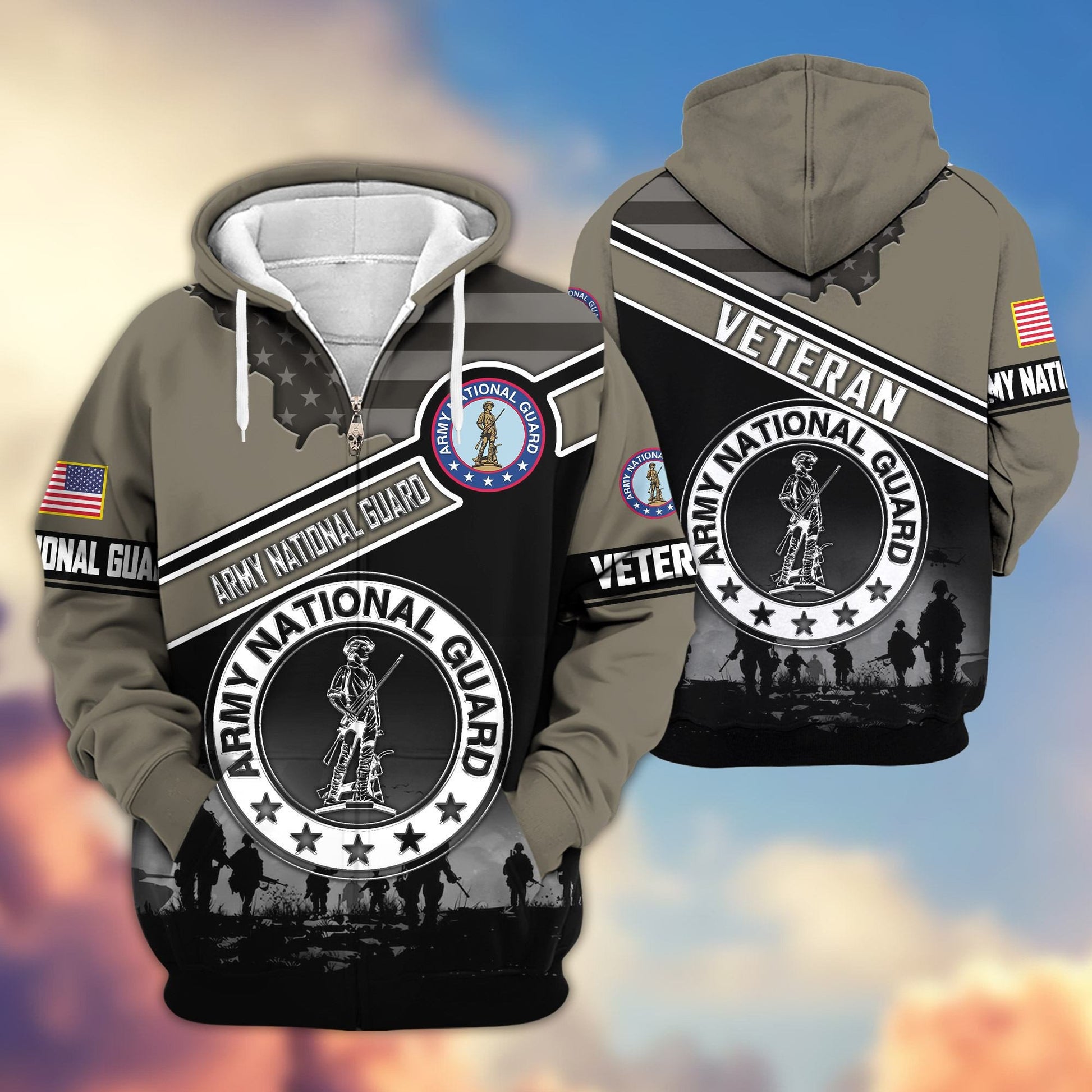 Premium US Veterans Zip Hoodie ATTN040921, Gifts For US Veterans, Gifts On Father's Day, Veterans Day.