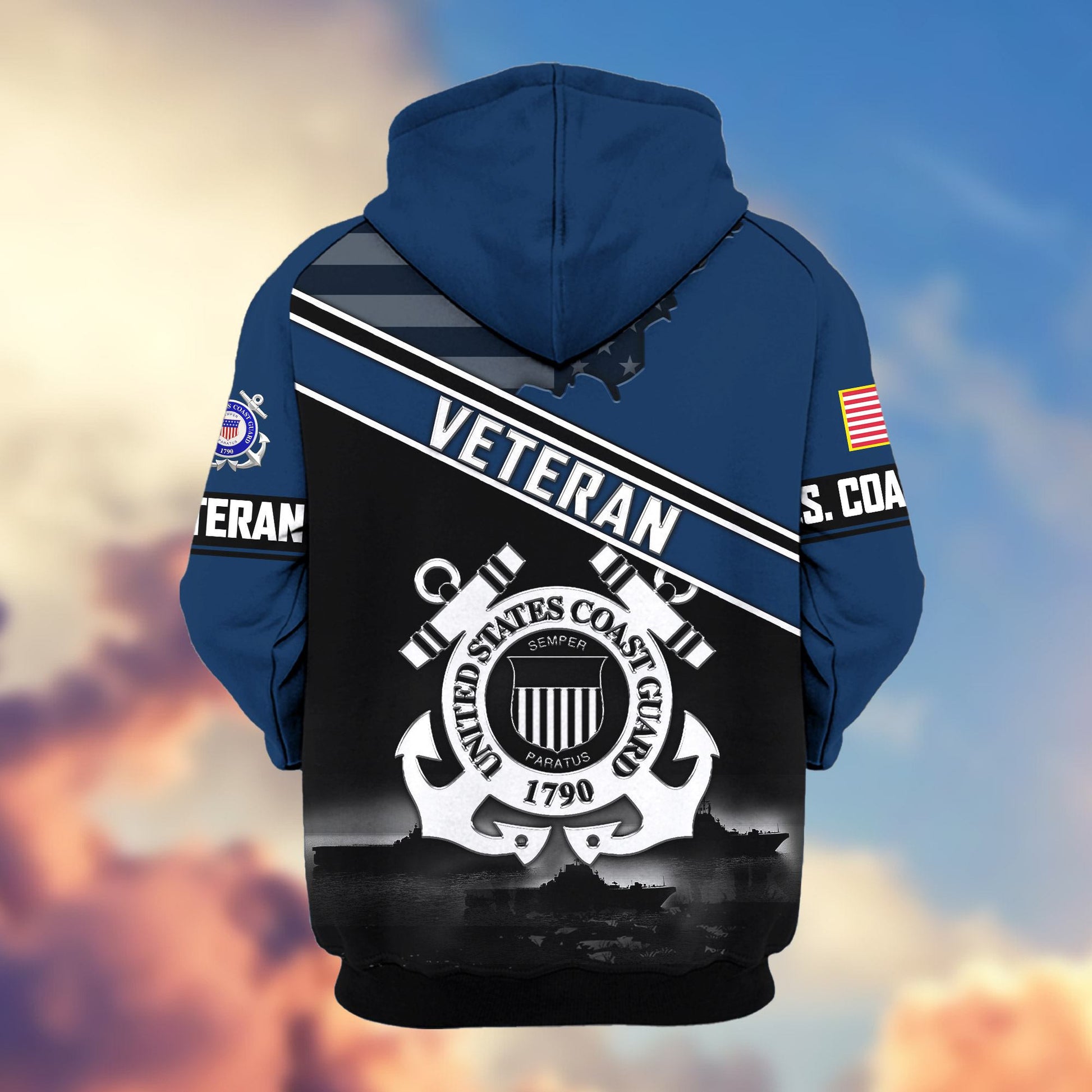 Premium US Veterans Zip Hoodie ATTN040921, Gifts For US Veterans, Gifts On Father's Day, Veterans Day.