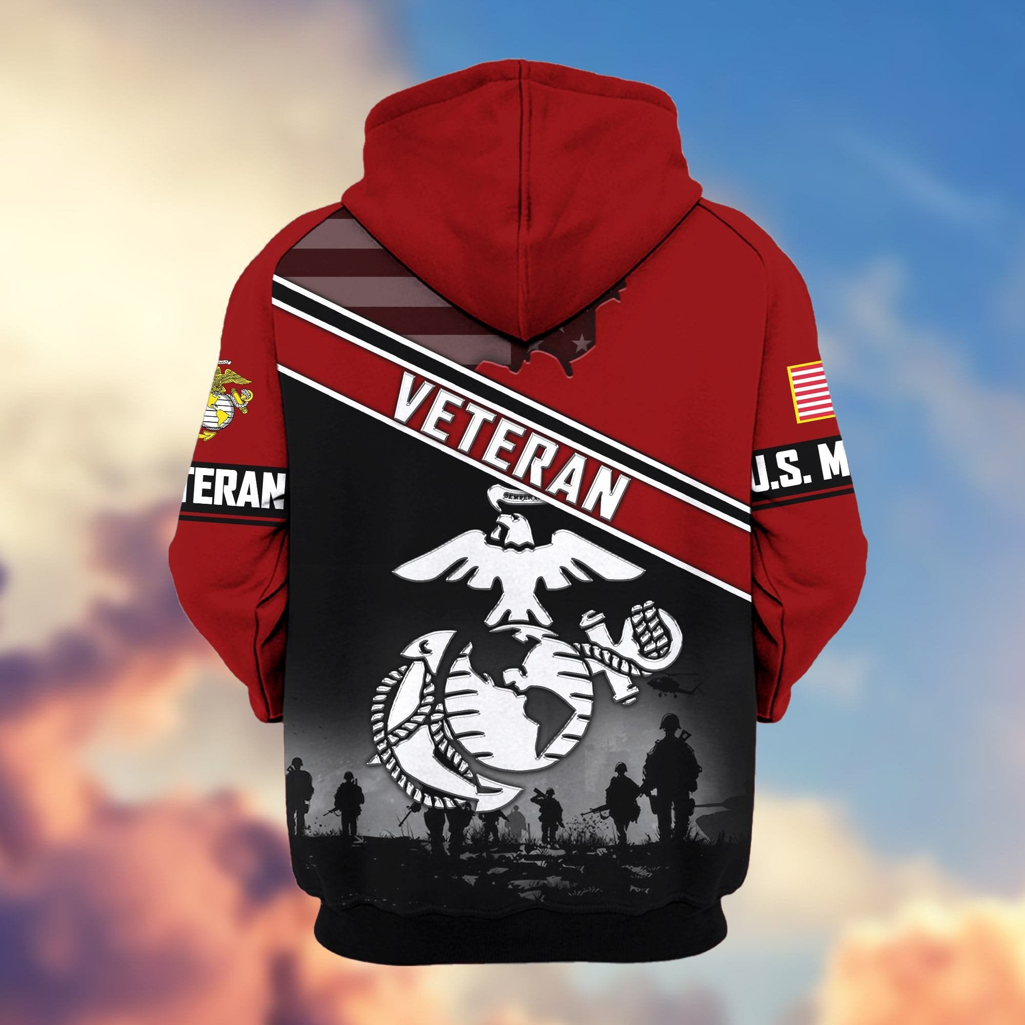 Premium US Veterans Zip Hoodie ATTN040921, Gifts For US Veterans, Gifts On Father's Day, Veterans Day.