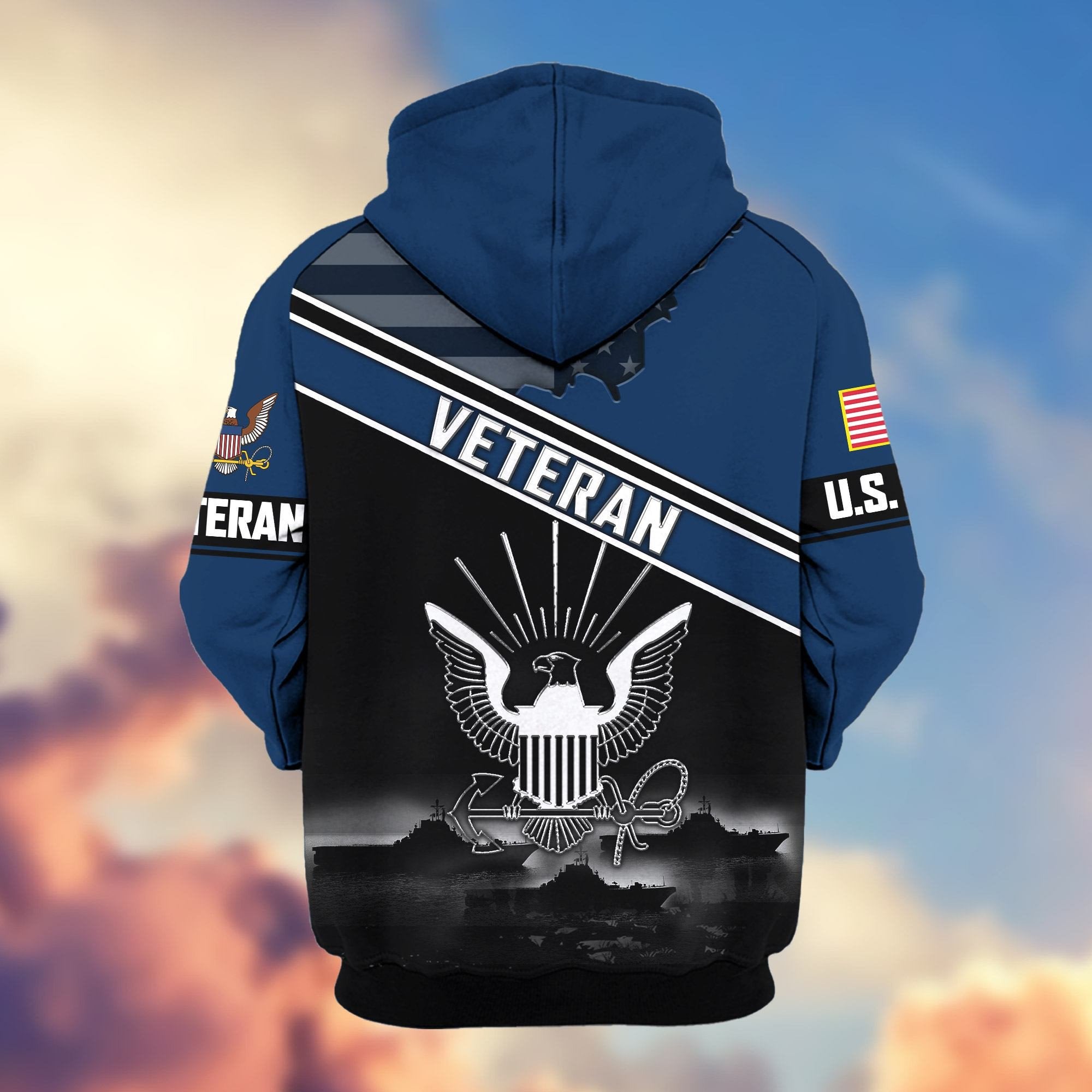 Premium US Veterans Zip Hoodie ATTN040921, Gifts For US Veterans, Gifts On Father's Day, Veterans Day.