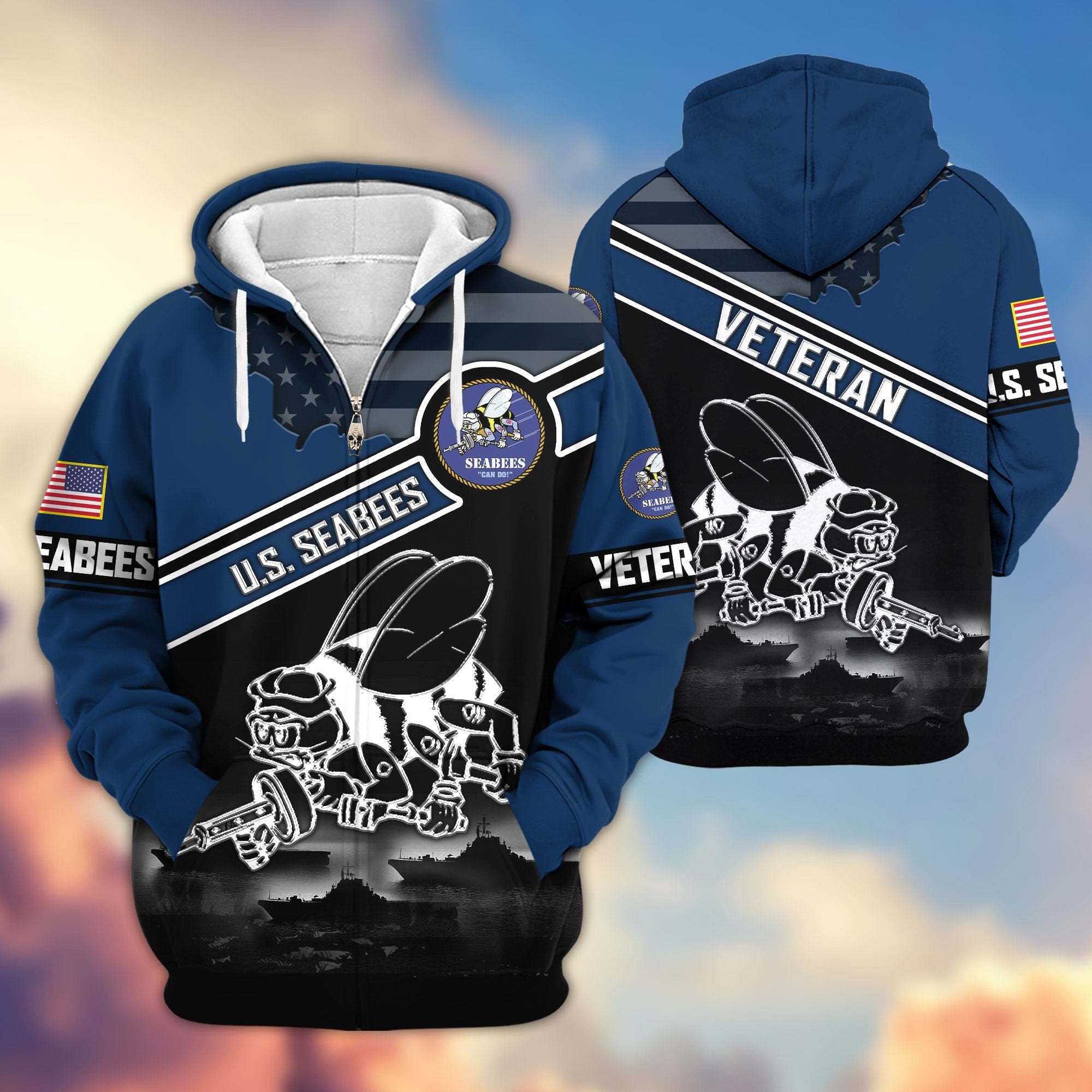 Premium US Veterans Zip Hoodie ATTN040921, Gifts For US Veterans, Gifts On Father's Day, Veterans Day.