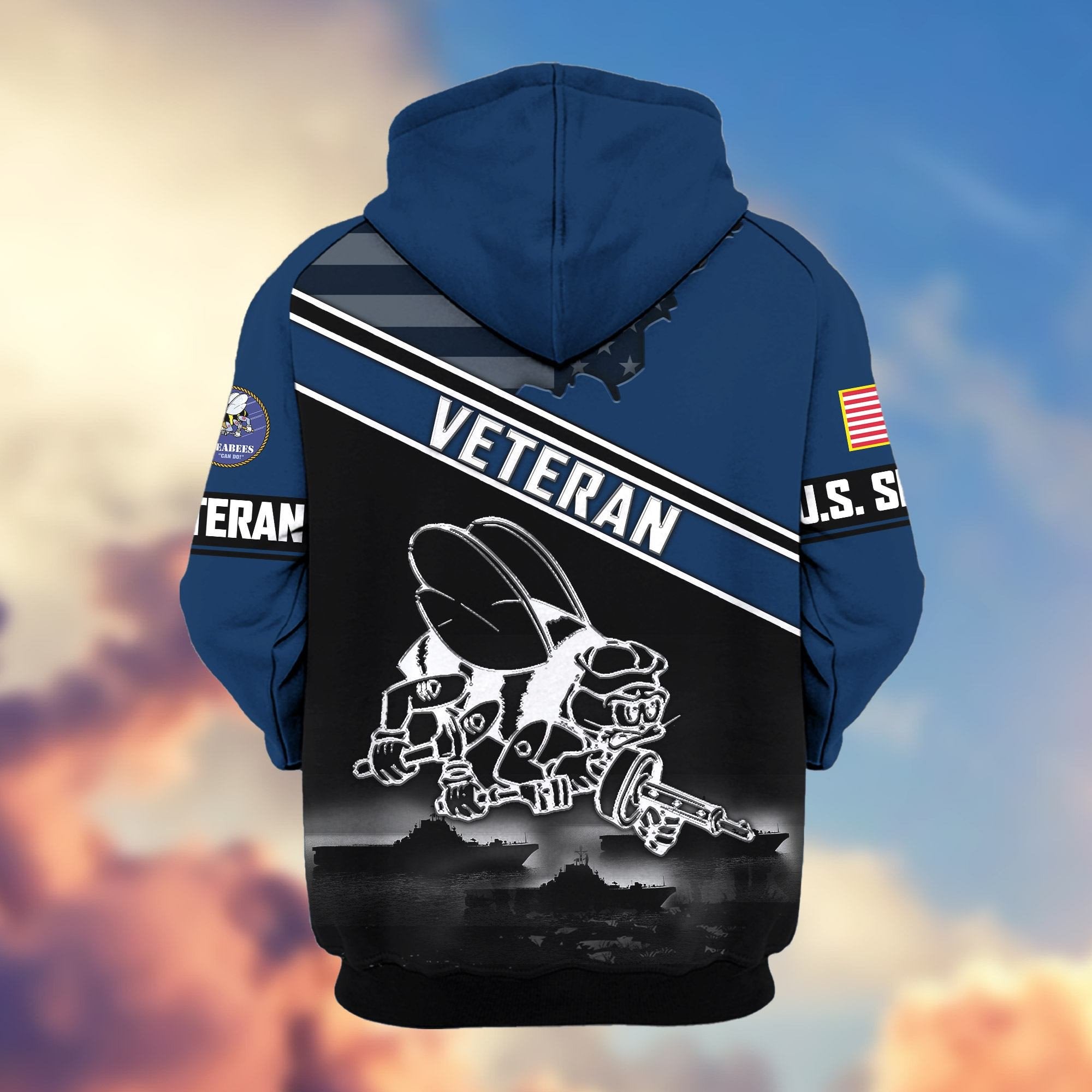 Premium US Veterans Zip Hoodie ATTN040921, Gifts For US Veterans, Gifts On Father's Day, Veterans Day.