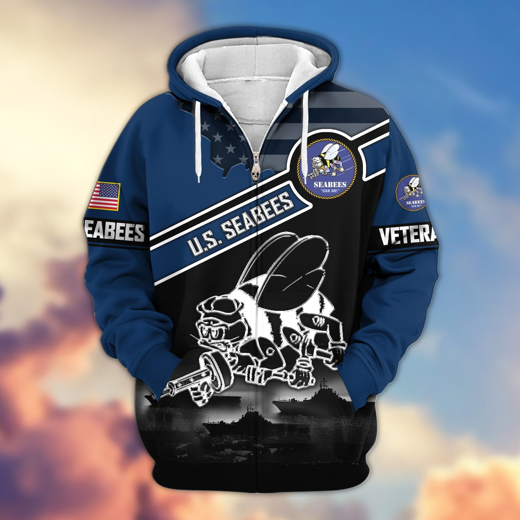 Premium US Veterans Zip Hoodie ATTN040921, Gifts For US Veterans, Gifts On Father's Day, Veterans Day.