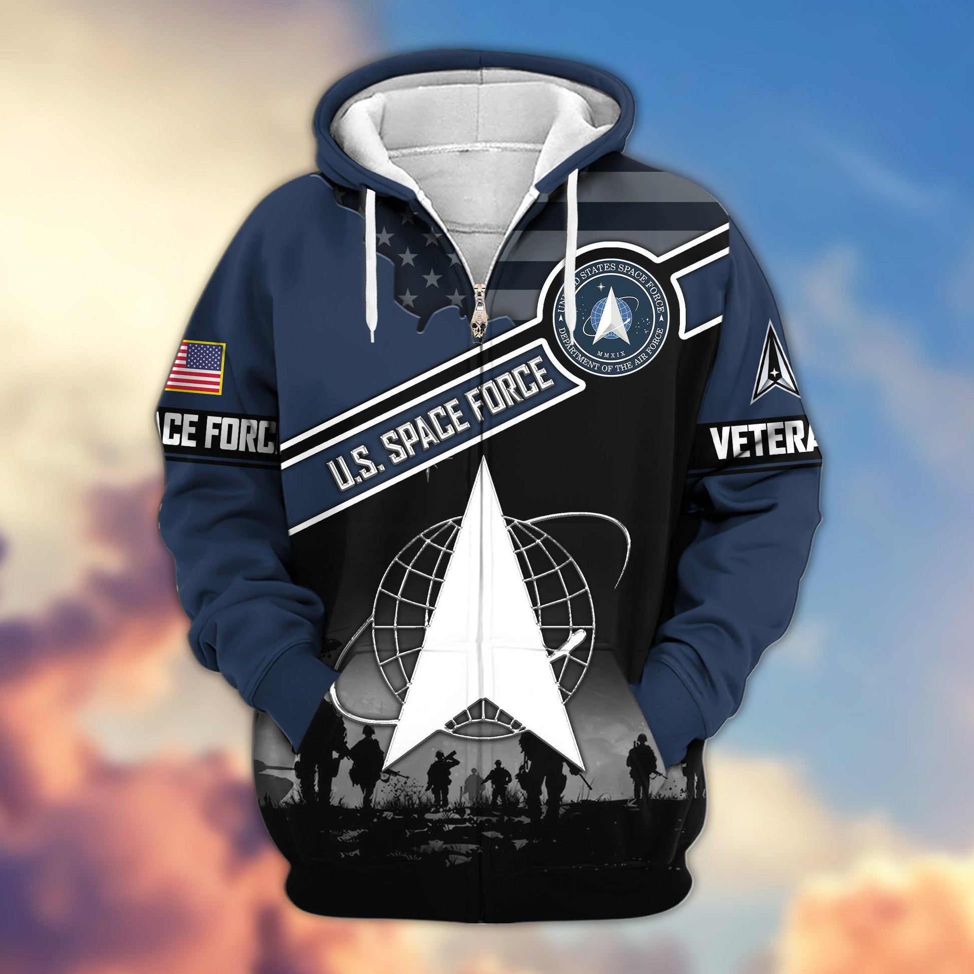 Premium US Veterans Zip Hoodie ATTN040921, Gifts For US Veterans, Gifts On Father's Day, Veterans Day.