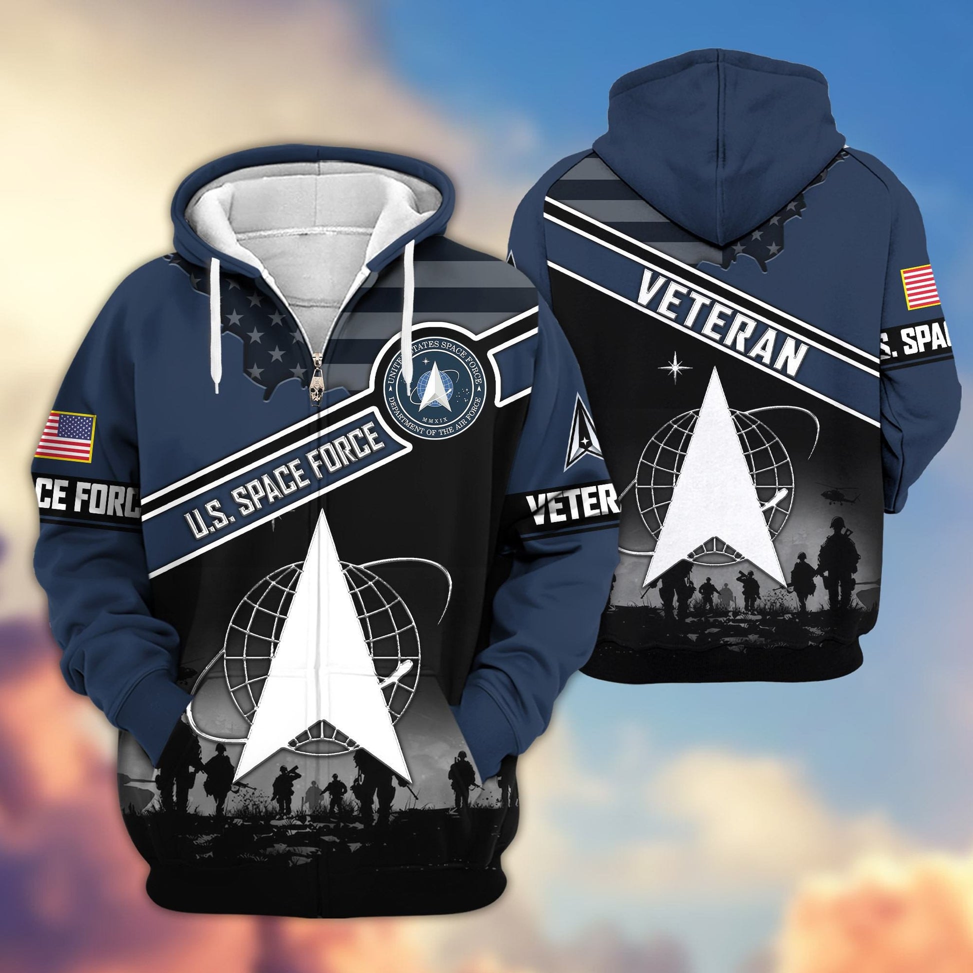 Premium US Veterans Zip Hoodie ATTN040921, Gifts For US Veterans, Gifts On Father's Day, Veterans Day.