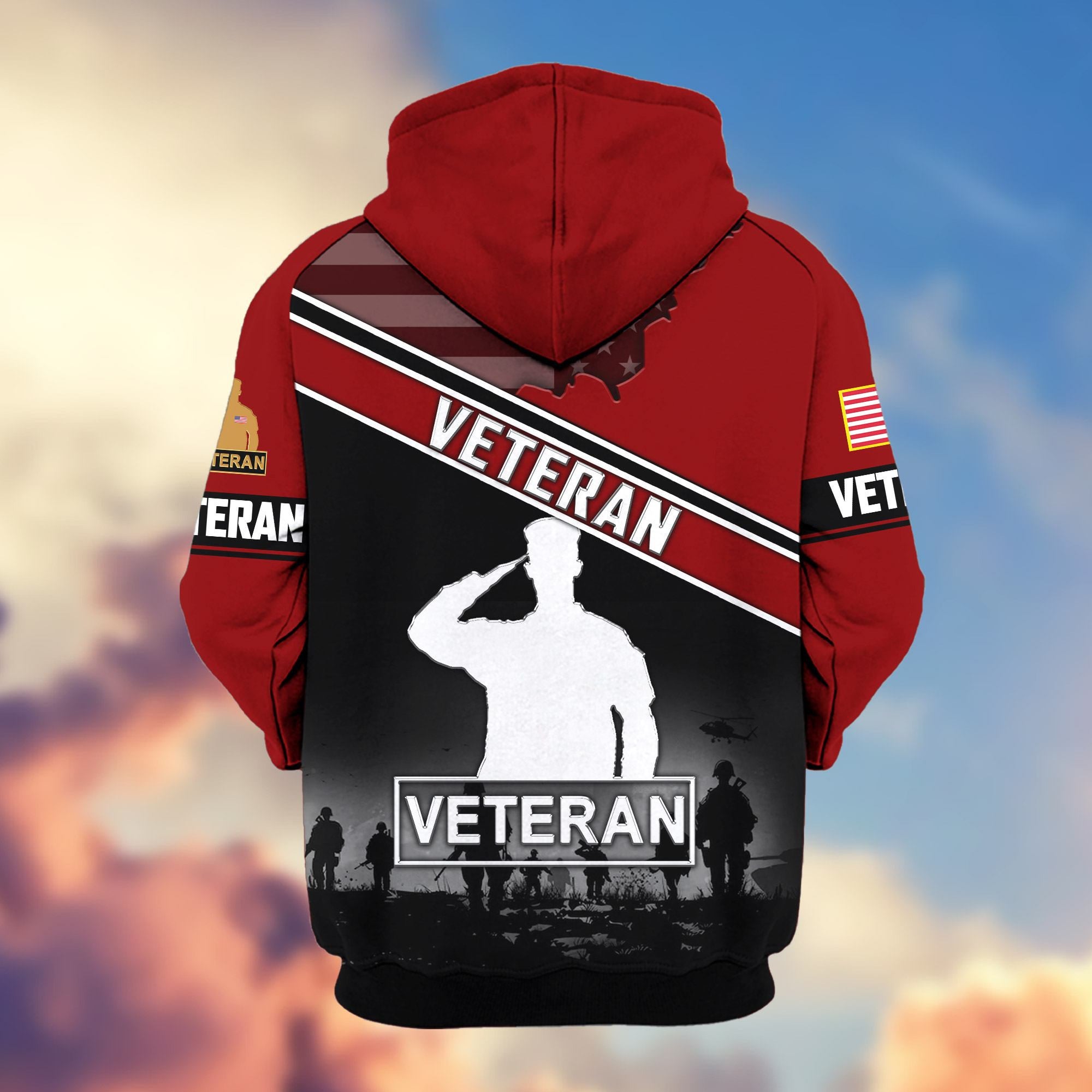 Premium US Veterans Zip Hoodie ATTN040921, Gifts For US Veterans, Gifts On Father's Day, Veterans Day.