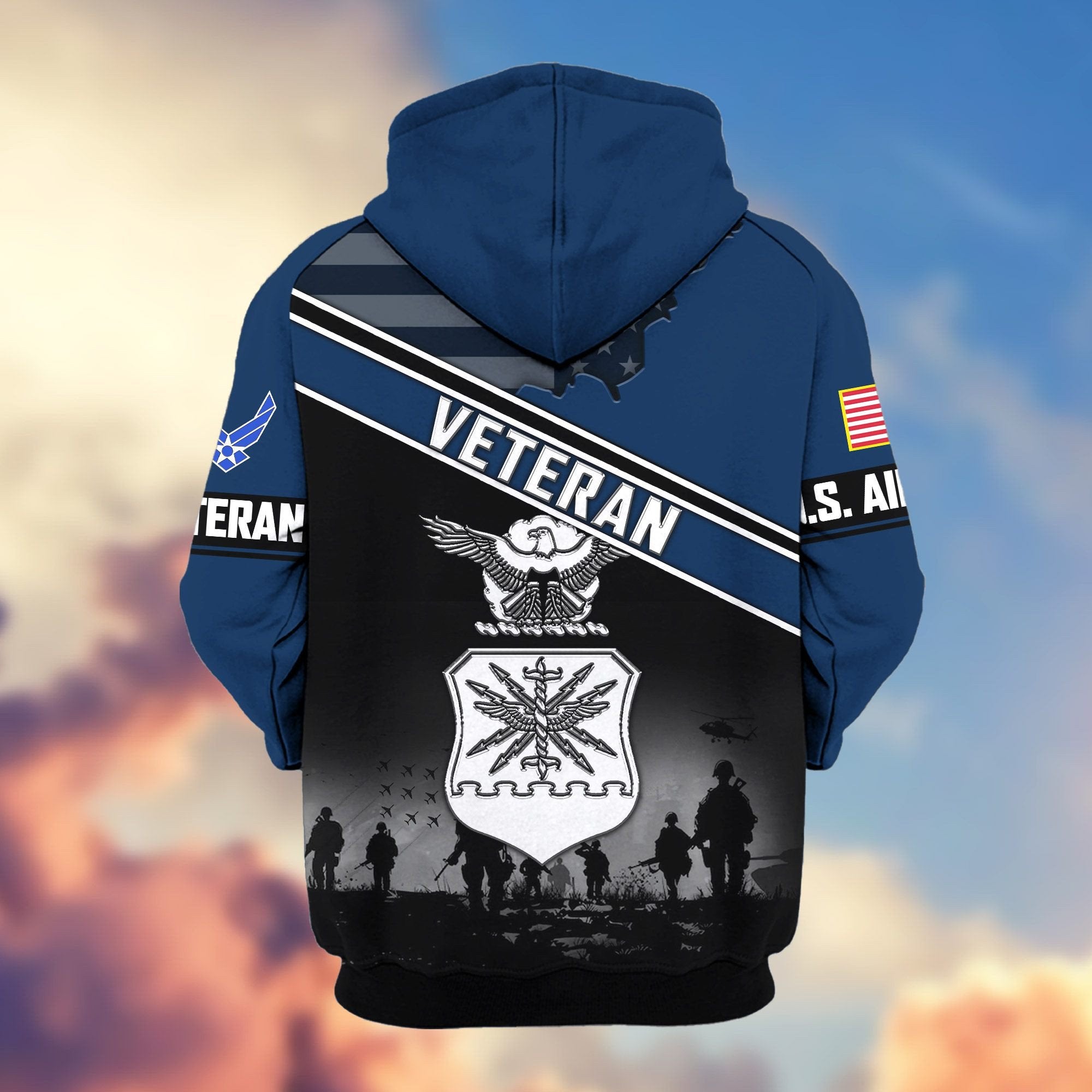 Premium US Veterans Zip Hoodie ATTN040921, Gifts For US Veterans, Gifts On Father's Day, Veterans Day.