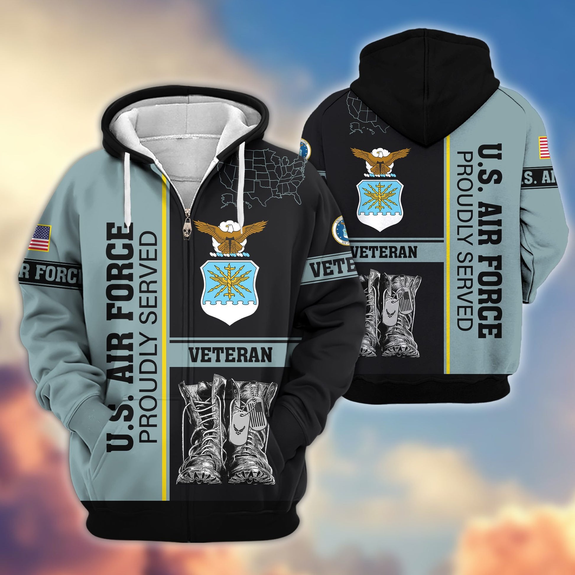 Premium US Veterans Zip Hoodie BPHN100911, Gifts For US Veterans, Gifts On Father's Day, Veterans Day.