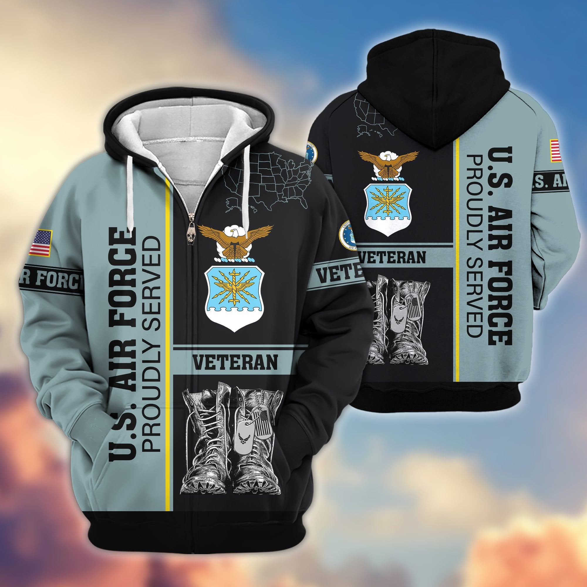 Premium US Veterans Zip Hoodie BPHN100911, Gifts For US Veterans, Gifts On Father's Day, Veterans Day.