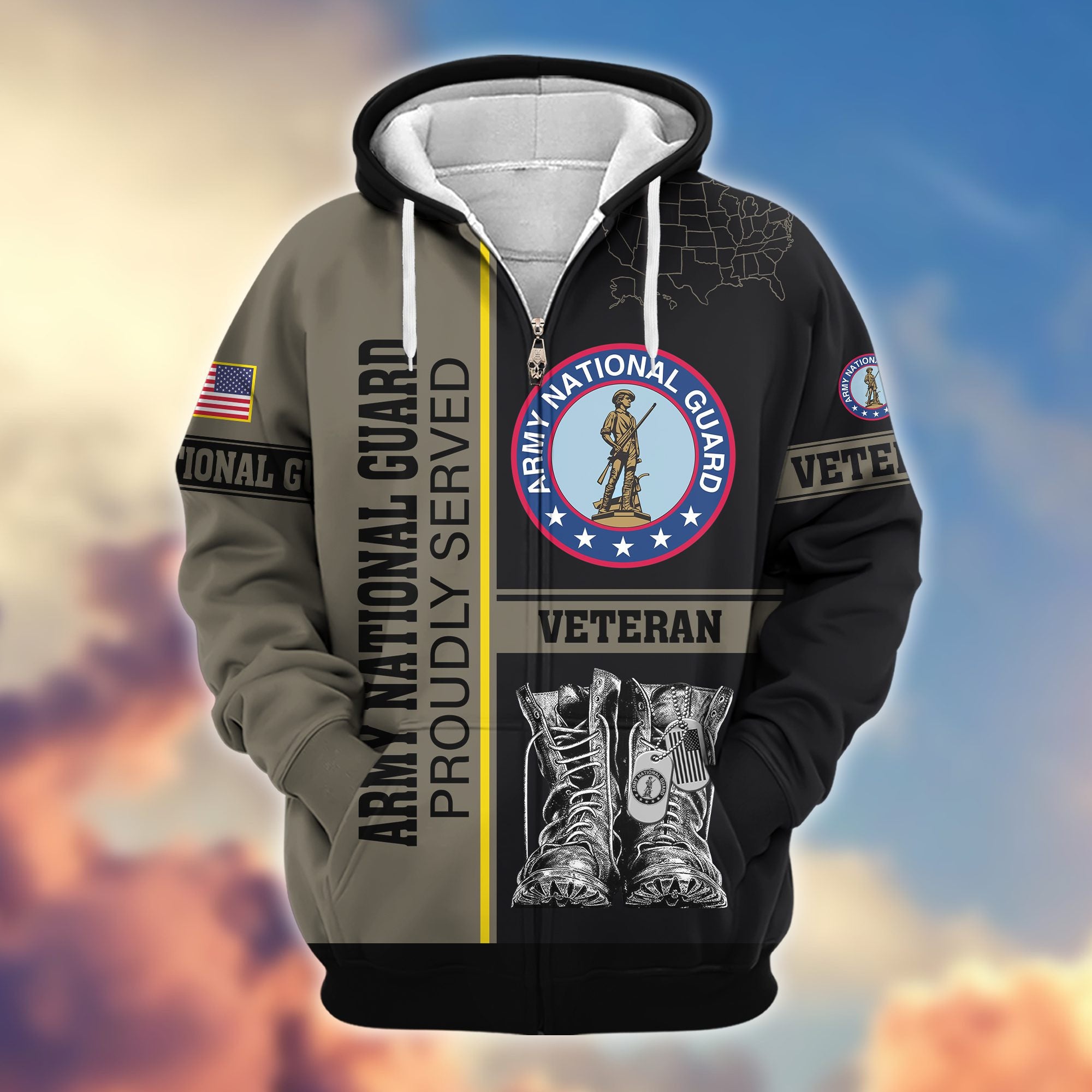 Premium US Veterans Zip Hoodie BPHN100911, Gifts For US Veterans, Gifts On Father's Day, Veterans Day.
