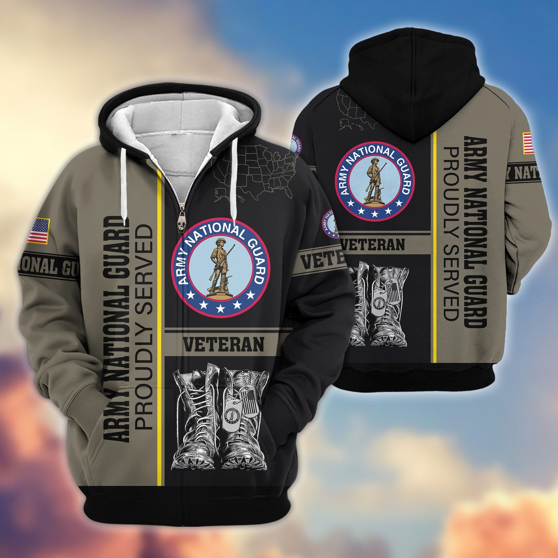 Premium US Veterans Zip Hoodie BPHN100911, Gifts For US Veterans, Gifts On Father's Day, Veterans Day.