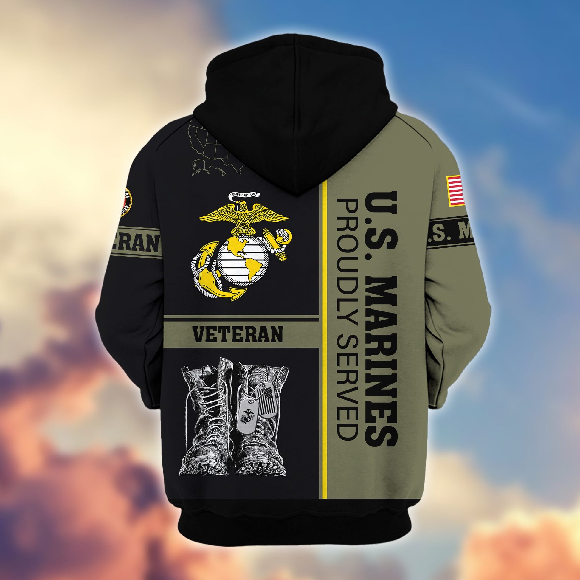 Premium US Veterans Zip Hoodie BPHN100911, Gifts For US Veterans, Gifts On Father's Day, Veterans Day.