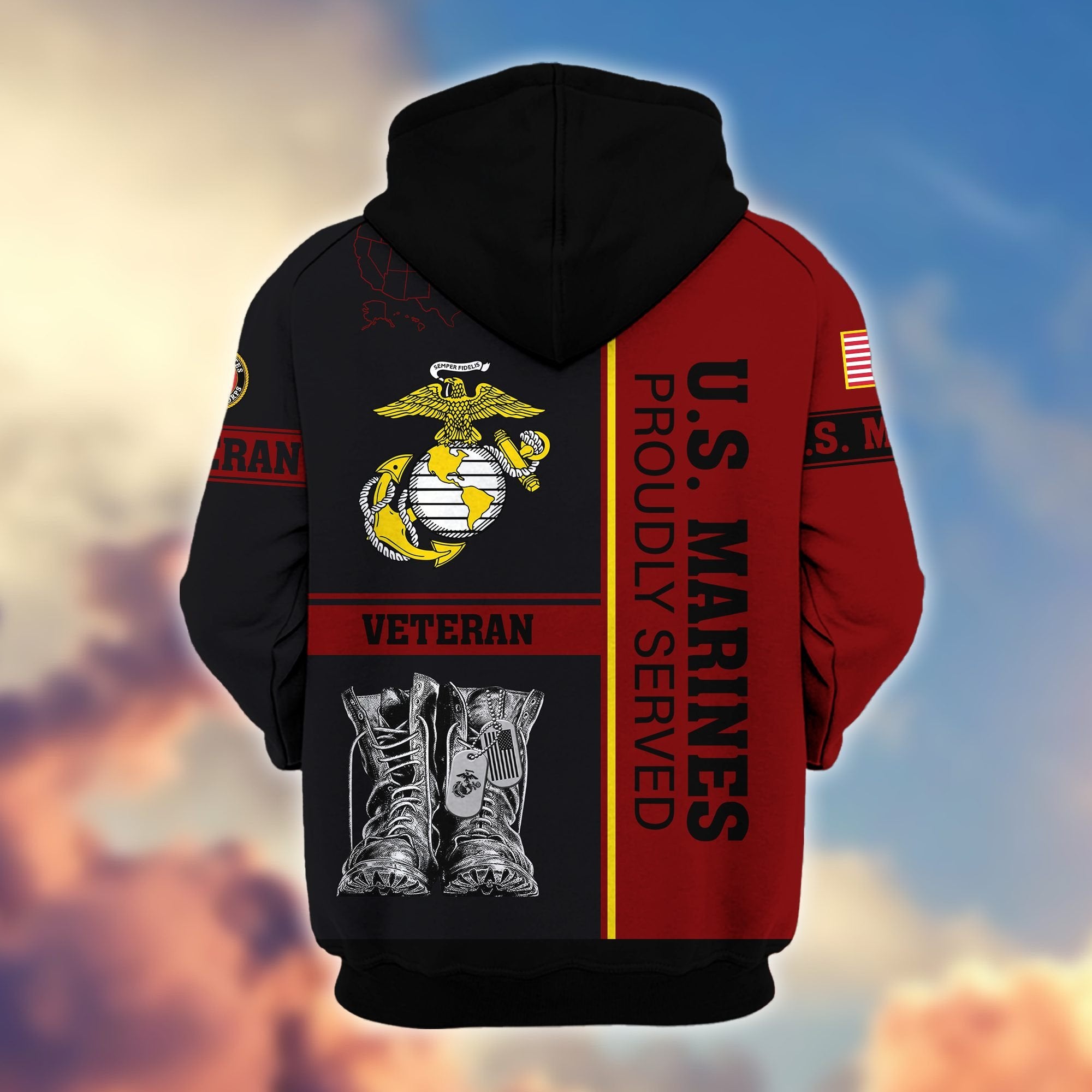 Premium US Veterans Zip Hoodie BPHN100911, Gifts For US Veterans, Gifts On Father's Day, Veterans Day.