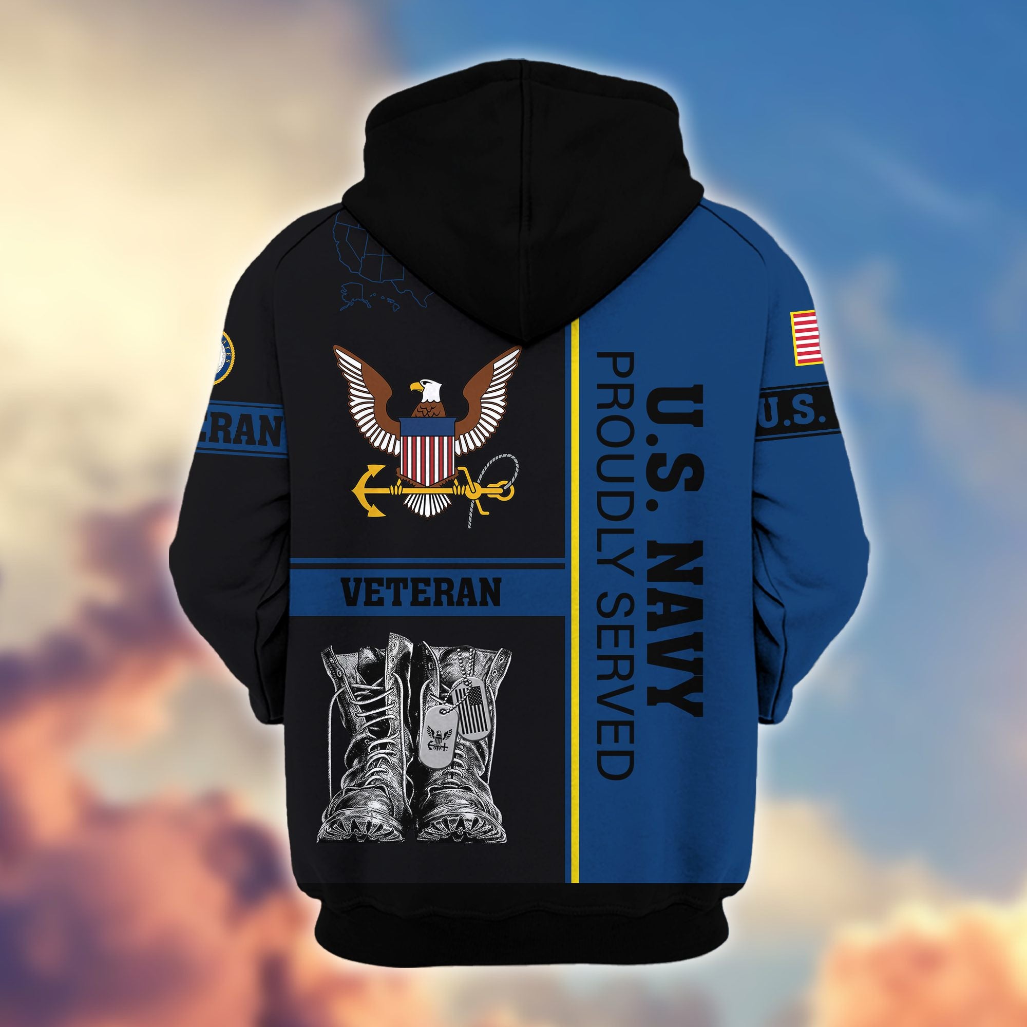 Premium US Veterans Zip Hoodie BPHN100911, Gifts For US Veterans, Gifts On Father's Day, Veterans Day.