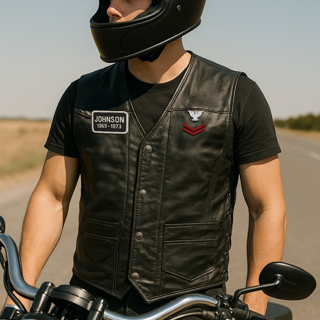Premium USCG Veterans Custom Leather Motor Vest VPVC702127, Gifts For Coast Guard Veteran, Gifts On Father's Day, Veterans Day.