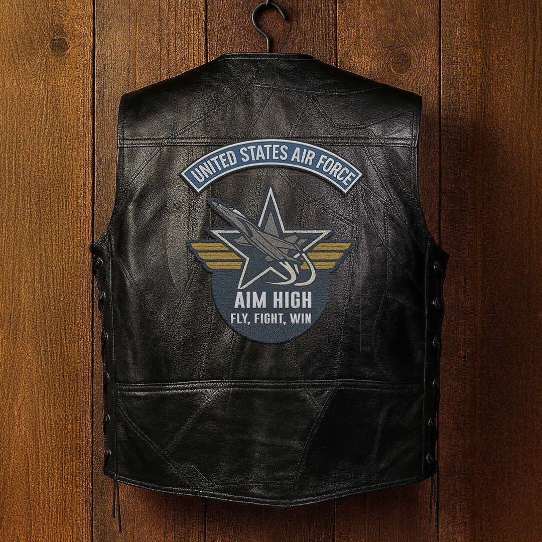 Premium USAF Veterans Custom Leather Motor Vest VPVC702129, Gifts For Air Force Veteran, Gifts On Father's Day, Veterans Day.