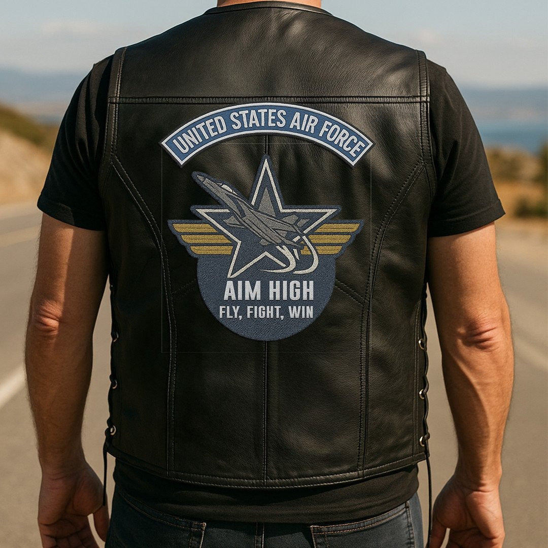 Premium USAF Veterans Custom Leather Motor Vest VPVC702129, Gifts For Air Force Veteran, Gifts On Father's Day, Veterans Day.