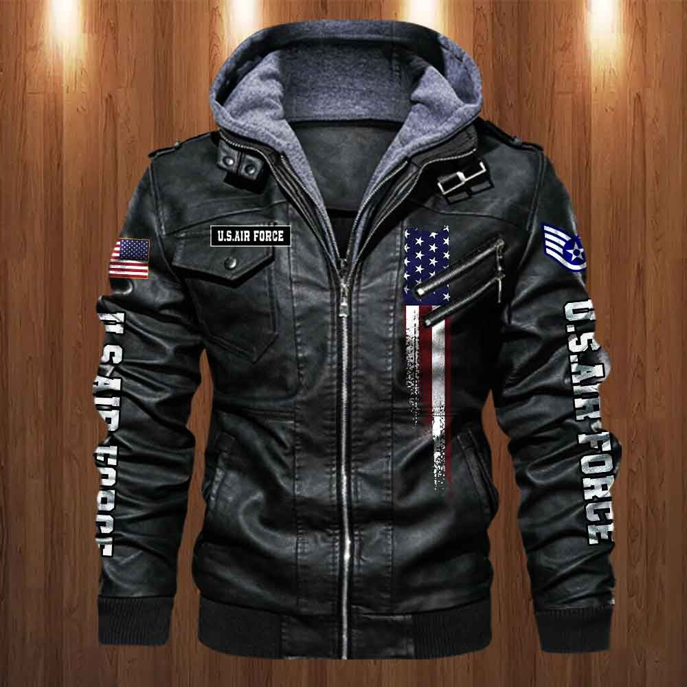 Premium Custom Unit USAF Veteran Leather Jacket VPVC702161, Gifts For Air Force Veteran, Gifts On Father's Day, Veterans Day.