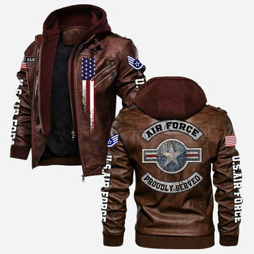 Premium Custom Unit USAF Veteran Leather Jacket VPVC702162, Gifts For Air Force Veteran, Gifts On Father's Day, Veterans Day.