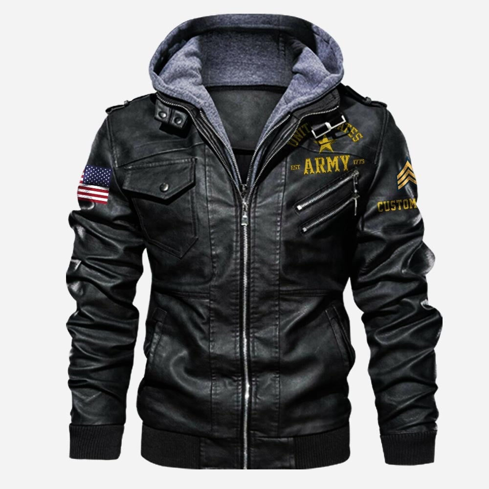 Premium Custom Unit US Army Veteran Leather Jacket VPVC702163, Gifts For Army Veteran, Gifts On Father's Day, Veterans Day.