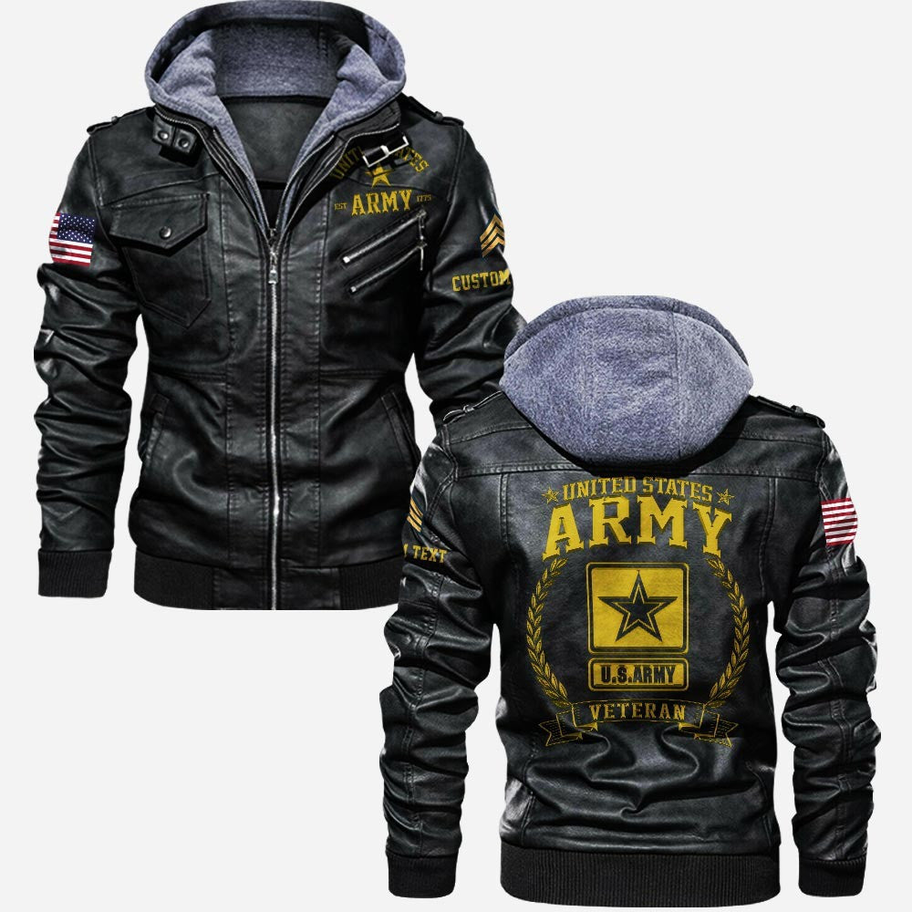 Premium Custom Unit US Army Veteran Leather Jacket VPVC702163, Gifts For Army Veteran, Gifts On Father's Day, Veterans Day.