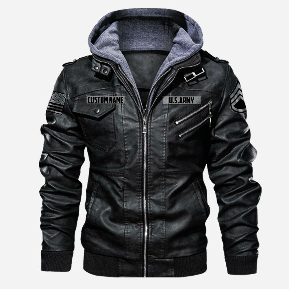 Premium Custom Unit US Army Leather Jacket VPVC702173, Gifts For Army Veteran, Gifts On Father's Day, Veterans Day.