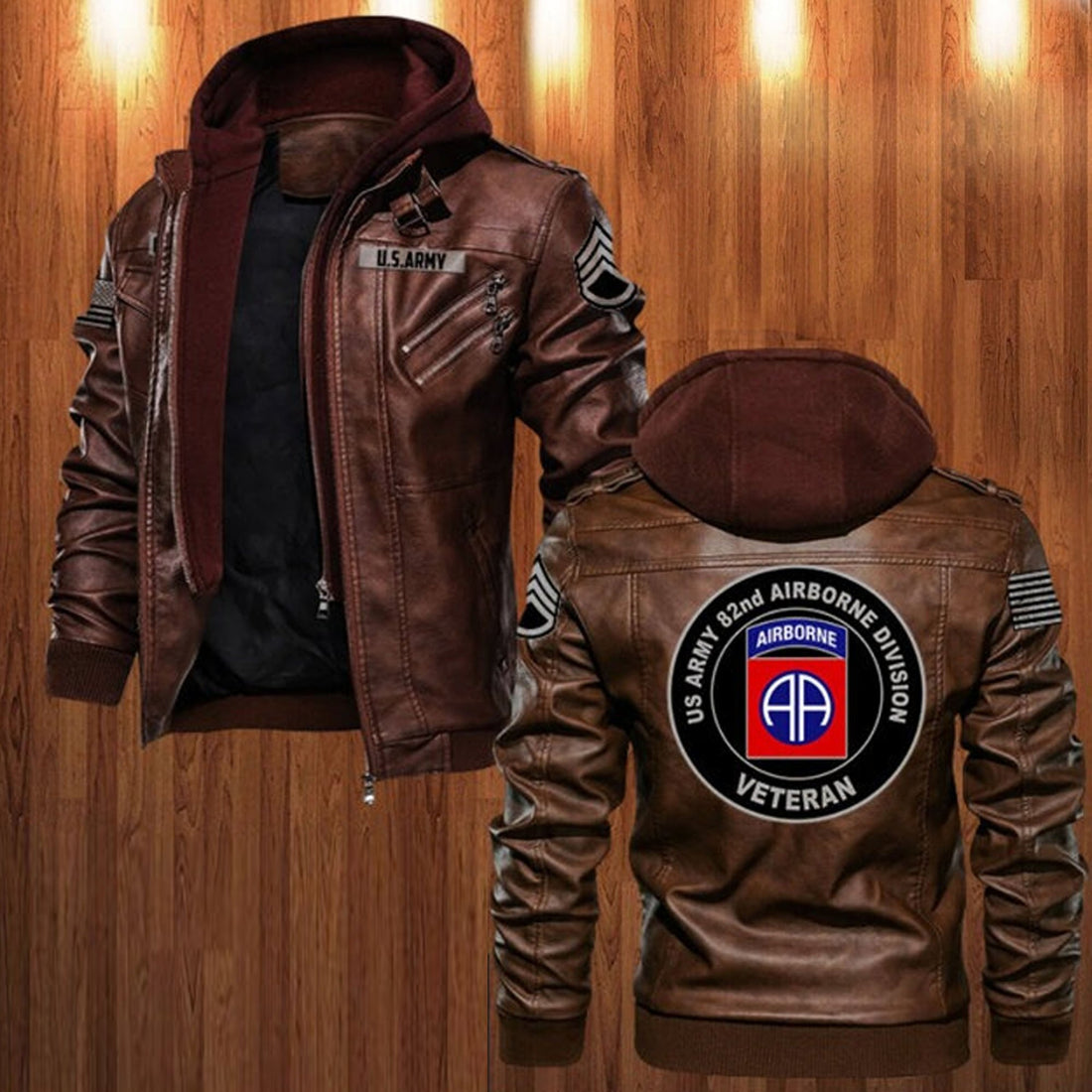 Premium Custom Unit US Army Leather Jacket VPVC702174, Gifts For Army Veteran, Gifts On Father's Day, Veterans Day.