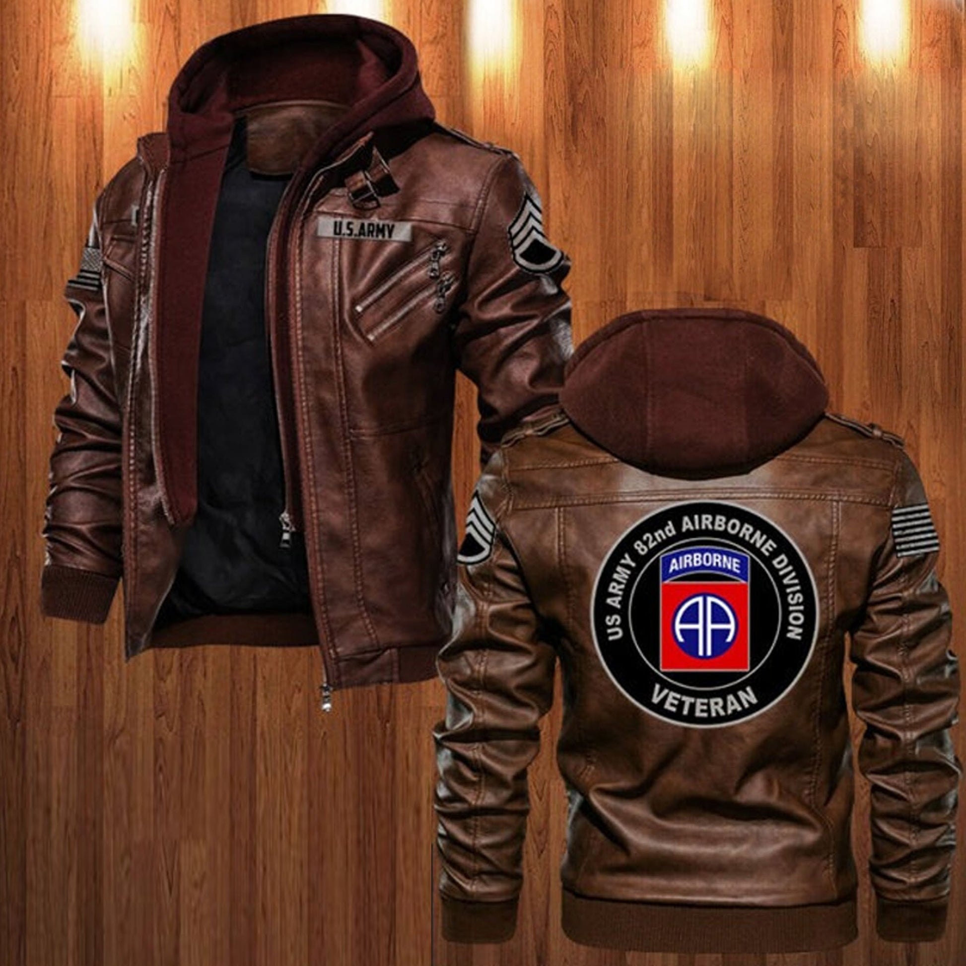 Premium Custom Unit US Army Leather Jacket VPVC702174, Gifts For Army Veteran, Gifts On Father's Day, Veterans Day.